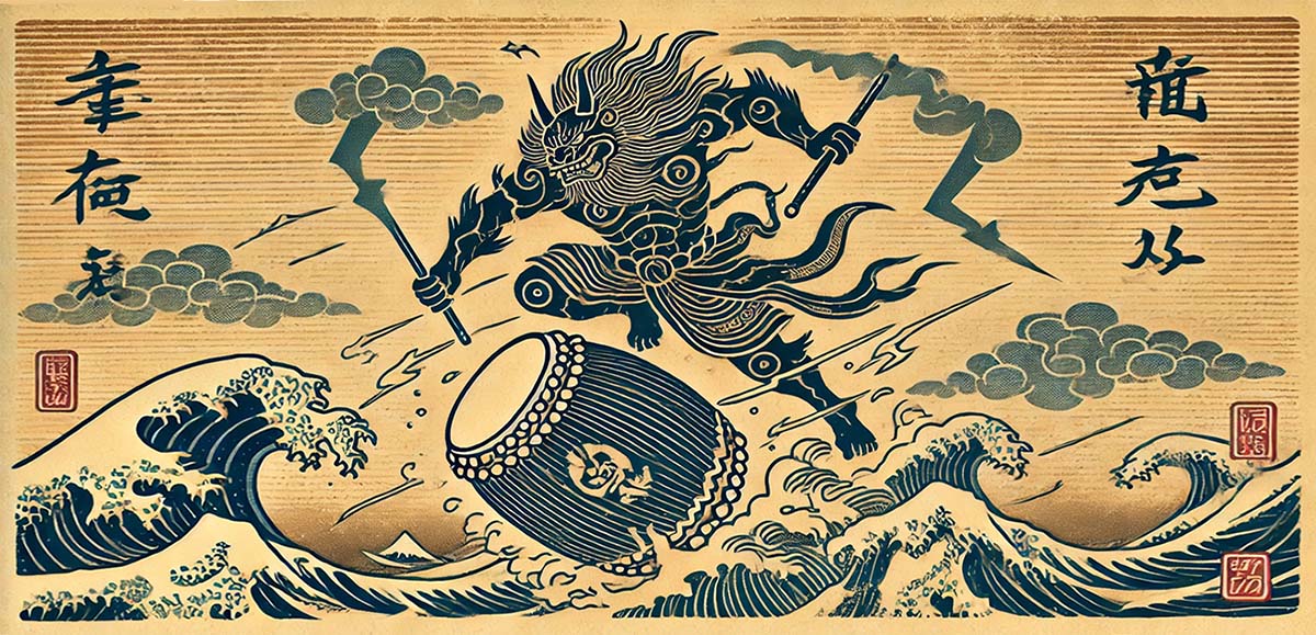 The Japanese Thunder God Raijin - Sacred Surreal