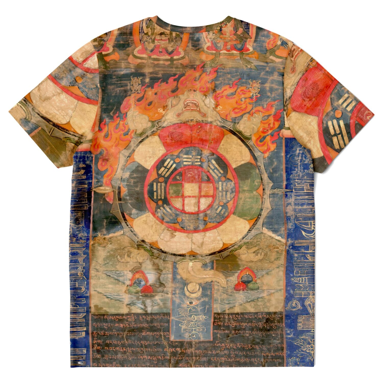 Tibetan Talisman & Sacred Relics | Mystical Mantras w Protection Symbols | Esoteric Astrology Thangka All-Over-Print Tshirt