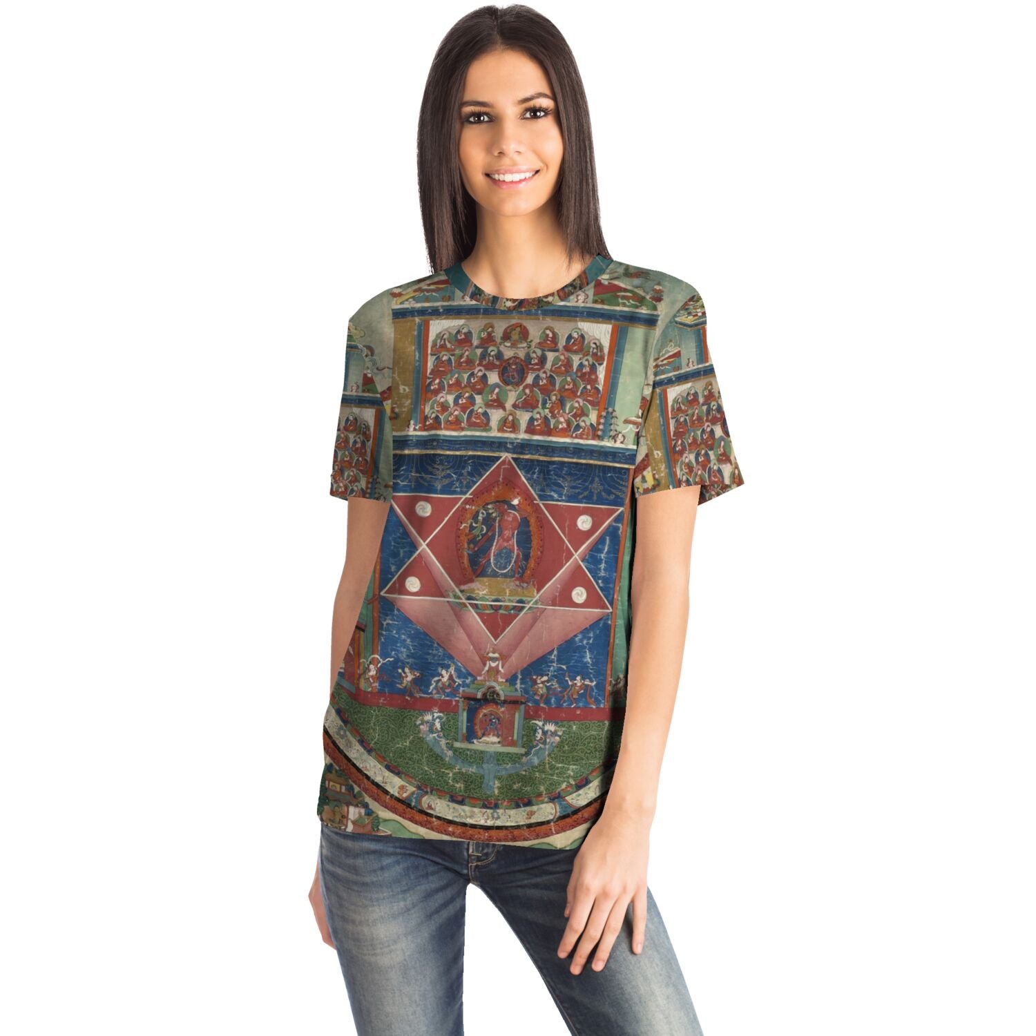 Dakini Vajrayogini | Supreme Female Tantric Deity | Tibetan Buddhist Sacred Geometry Mandala Thangka All-Over-Print Tshirt