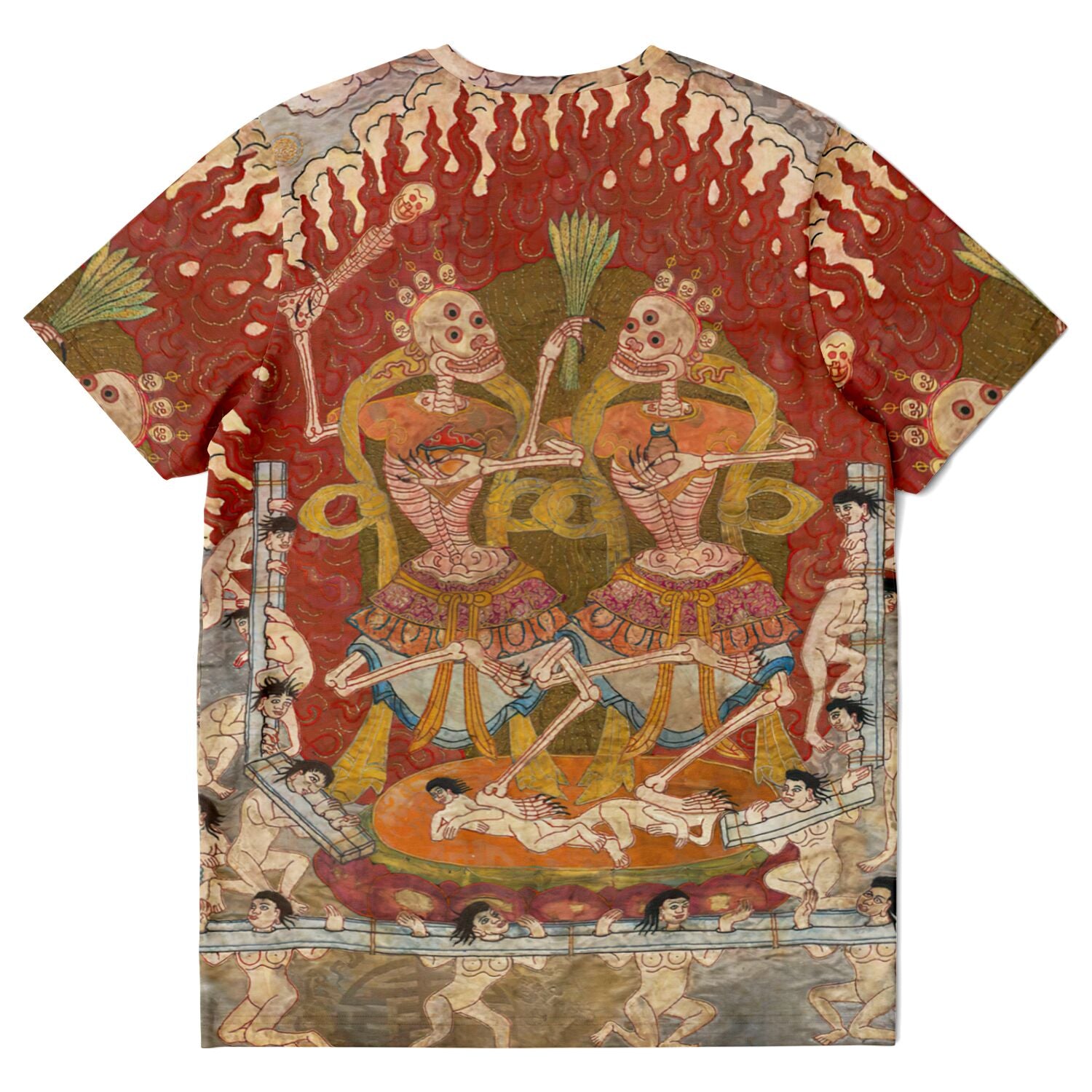 Tibetan Citipati Shirt | Skeleton Dance Ancient Tantric Thangka | Samsara, Buddhist Circle of Life All-Over-Print Tshirt