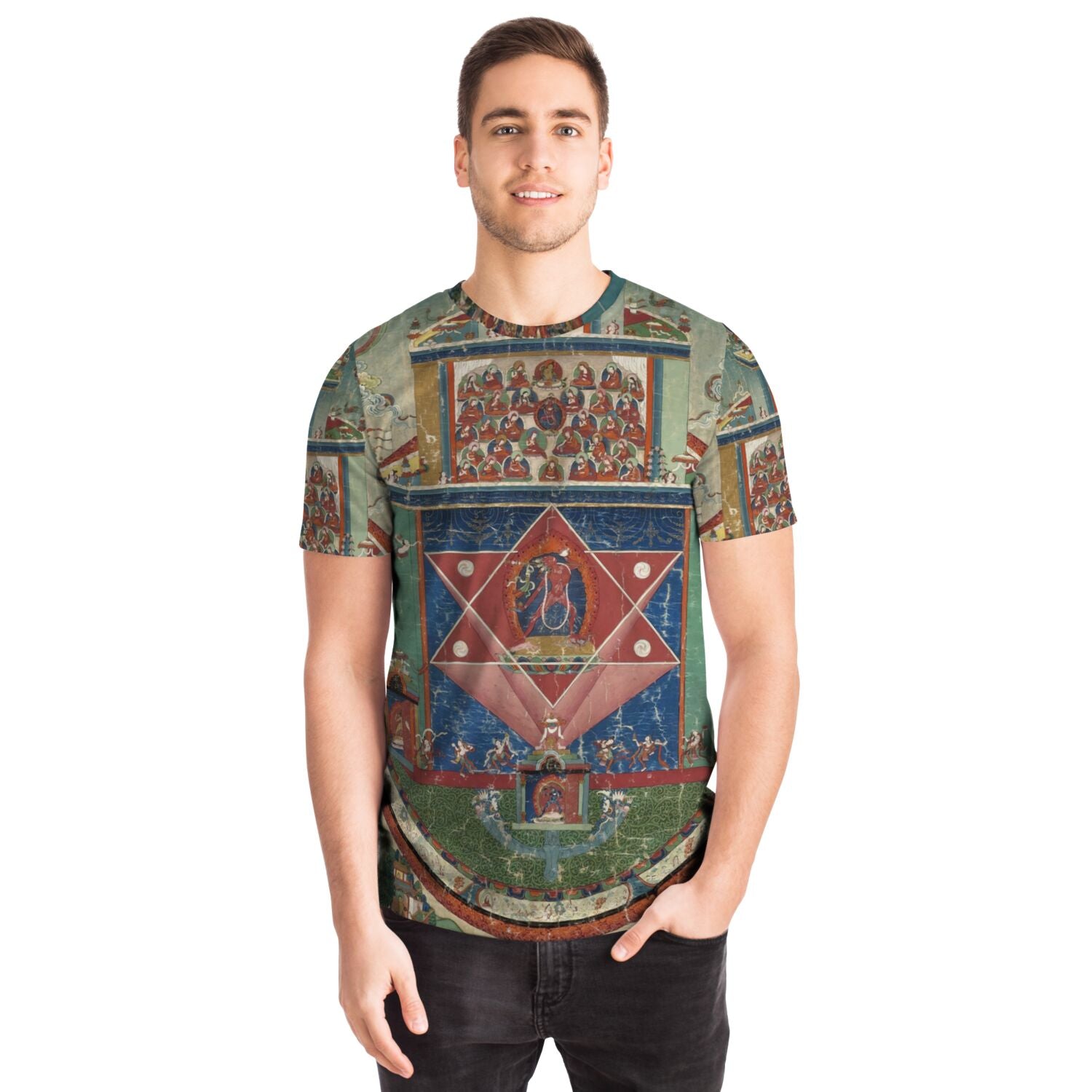 Dakini Vajrayogini | Supreme Female Tantric Deity | Tibetan Buddhist Sacred Geometry Mandala Thangka All-Over-Print Tshirt