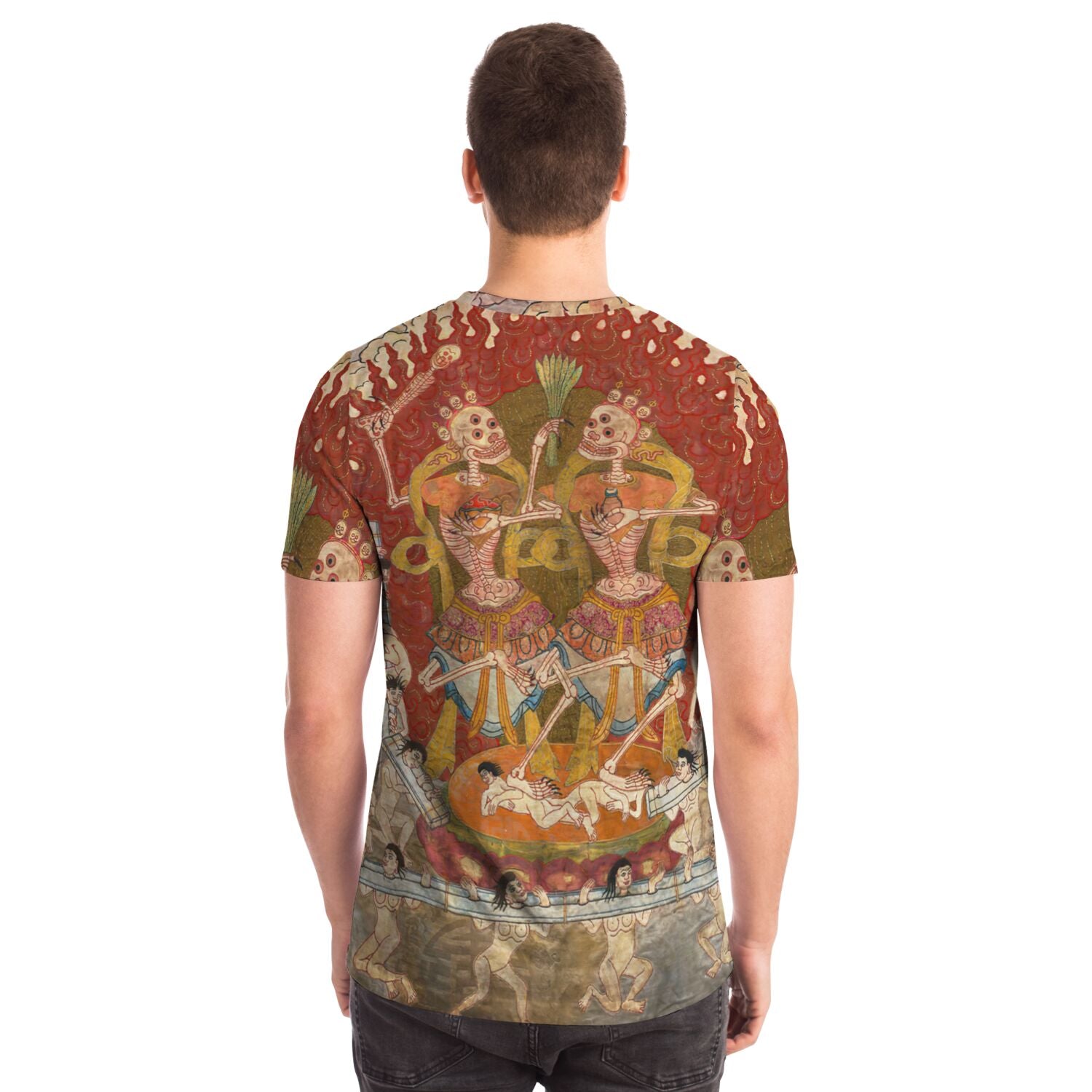 Tibetan Citipati Shirt | Skeleton Dance Ancient Tantric Thangka | Samsara, Buddhist Circle of Life All-Over-Print Tshirt