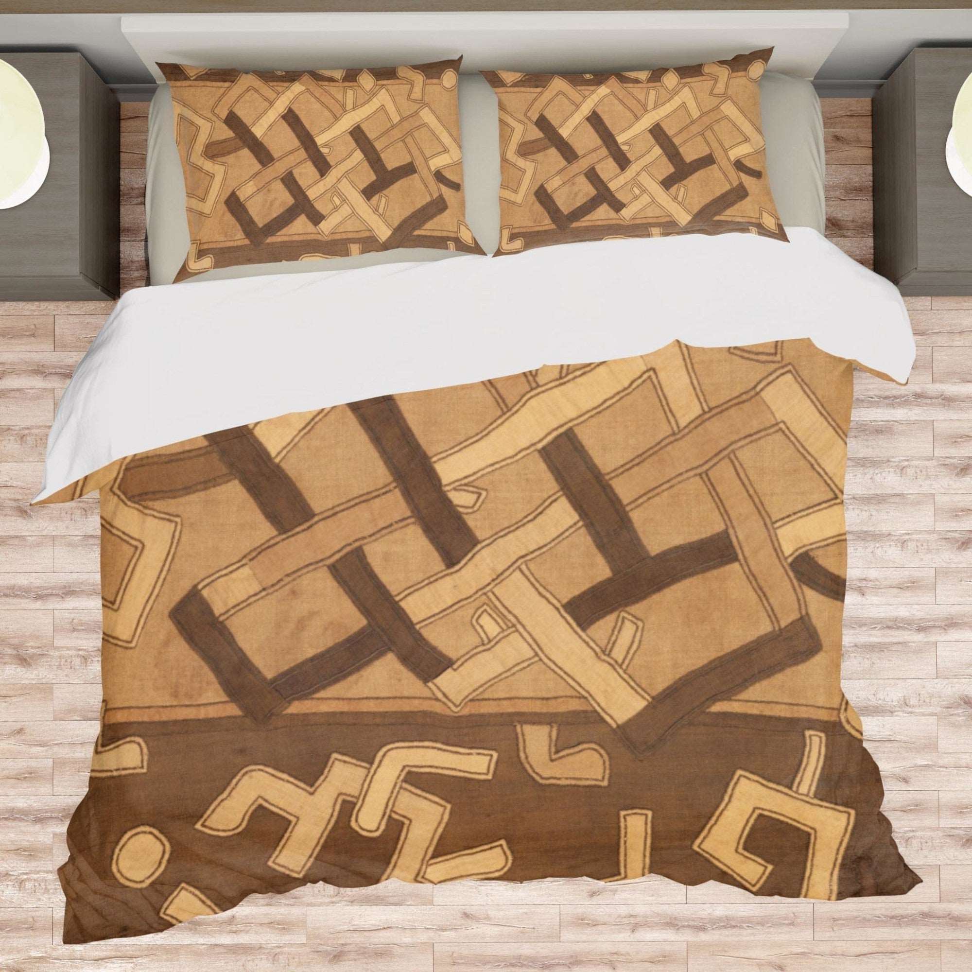 African Bedding Print Comforter Set | African Kuba-Cloth Mudcloth Traditional Afrocentric Comforter Set