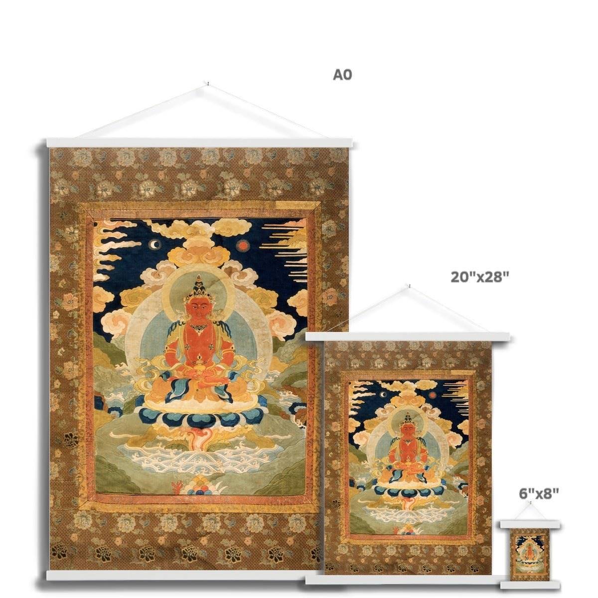 Amitabha, the Bodhisattva of Infinite Light, Tibetan Vintage Fine Art Print with Hanger - Sacred Surreal