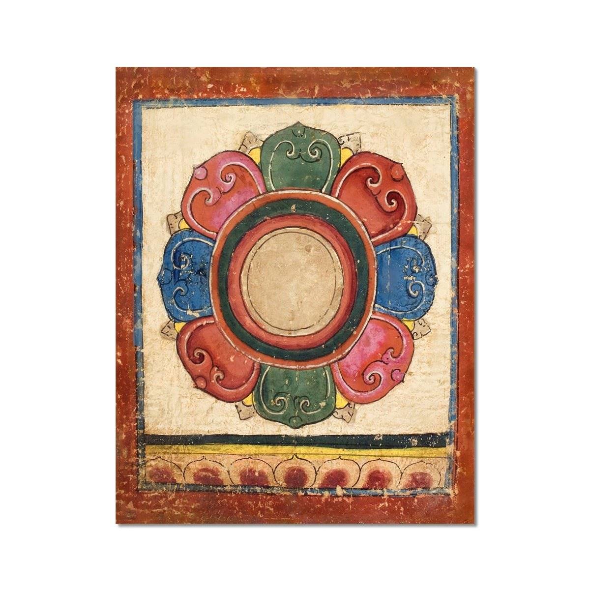 Ancient Lotus Bardo Tibet Book of the Dead Initiation Card, Ritual Nepal Mandala Buddhist Yantra Meditation Fine Art Print