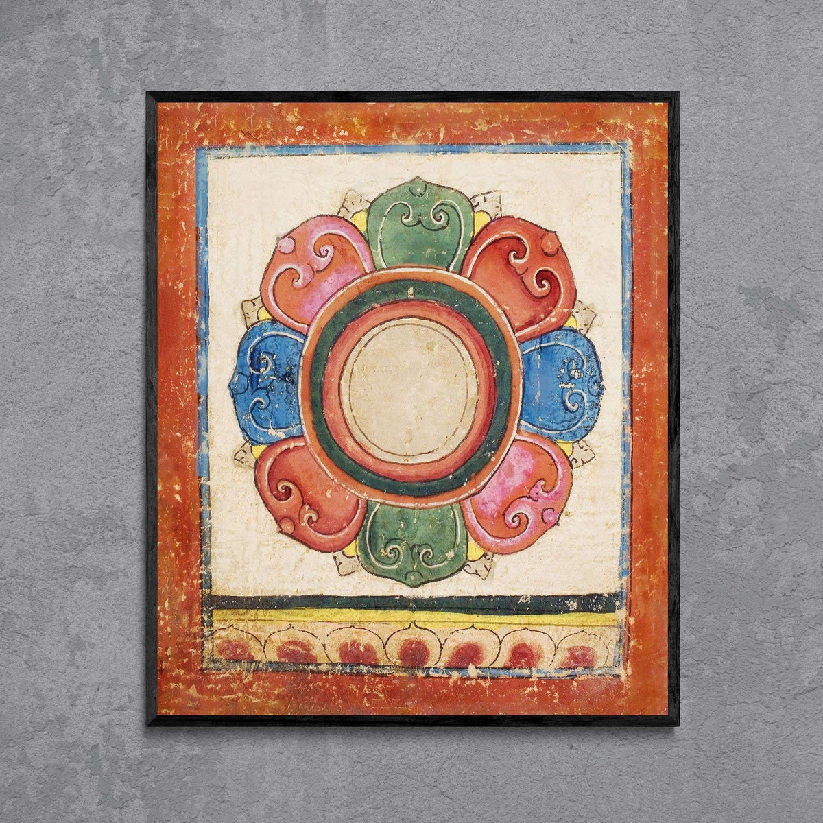 Ancient Lotus Bardo Tibet Book of the Dead Initiation Card, Ritual Nepal Mandala Buddhist Yantra Meditation Fine Art Print