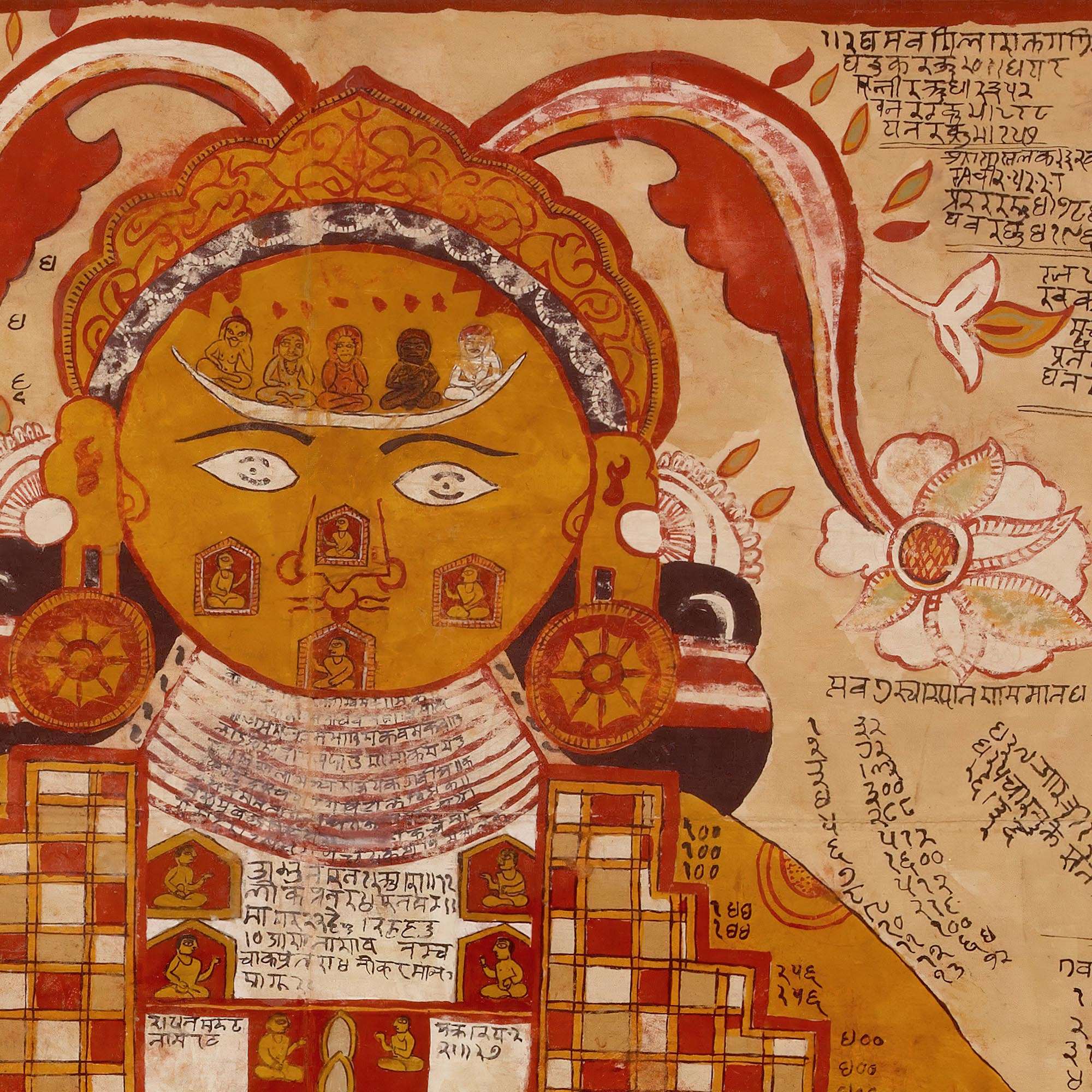 Antique Jain Purushkara Yantra, Mandala, Mystic Mantra, Sacred Geometry Gift | Transcendental Cosmic Deity Holy Diagram Fine Art Print - Sacred Surreal