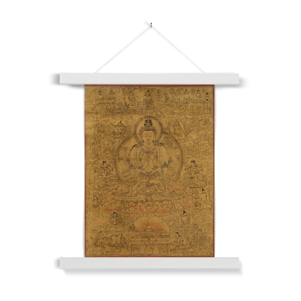 Avalokiteshvara, Tibetan Buddhist Compassion Deity | Guan Yin, Kuan Yin Om, Dalai Lama, Yoga Meditation Fine Art Print with Hanger