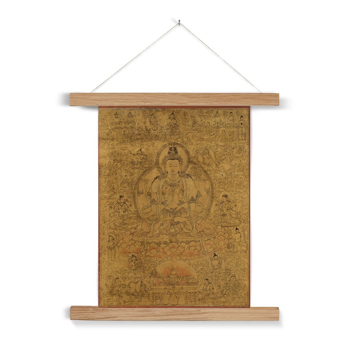 Avalokiteshvara, Tibetan Buddhist Compassion Deity | Guan Yin, Kuan Yin Om, Dalai Lama, Yoga Meditation Fine Art Print with Hanger