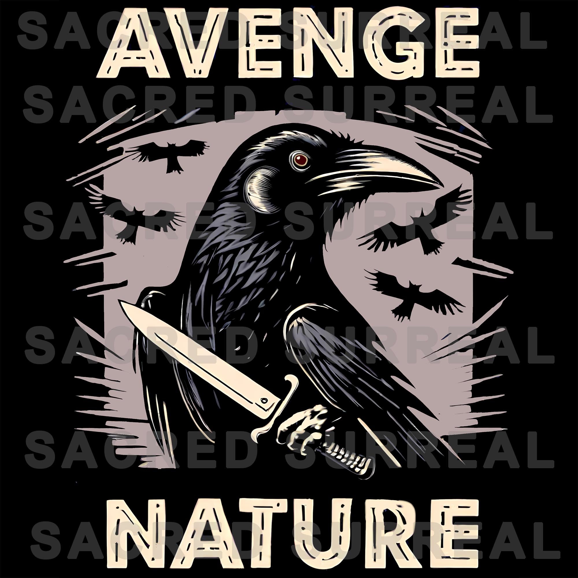 Avenge Nature, Green Eco Warrior for Mother Earth | Climate Chaos, 6th Great Extinction | A Murder of Crows & Owls Funny Graphic Art T-Shirt