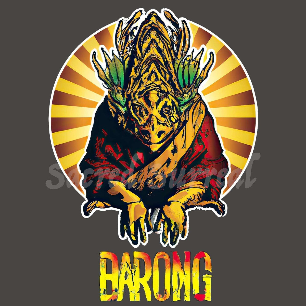 Barong Bali Indonesian Mythology | Sacred Ritual Dance Deity Protector | Trippy 420 Gift | Graphic Art Cotton T-Shirt - Sacred Surreal
