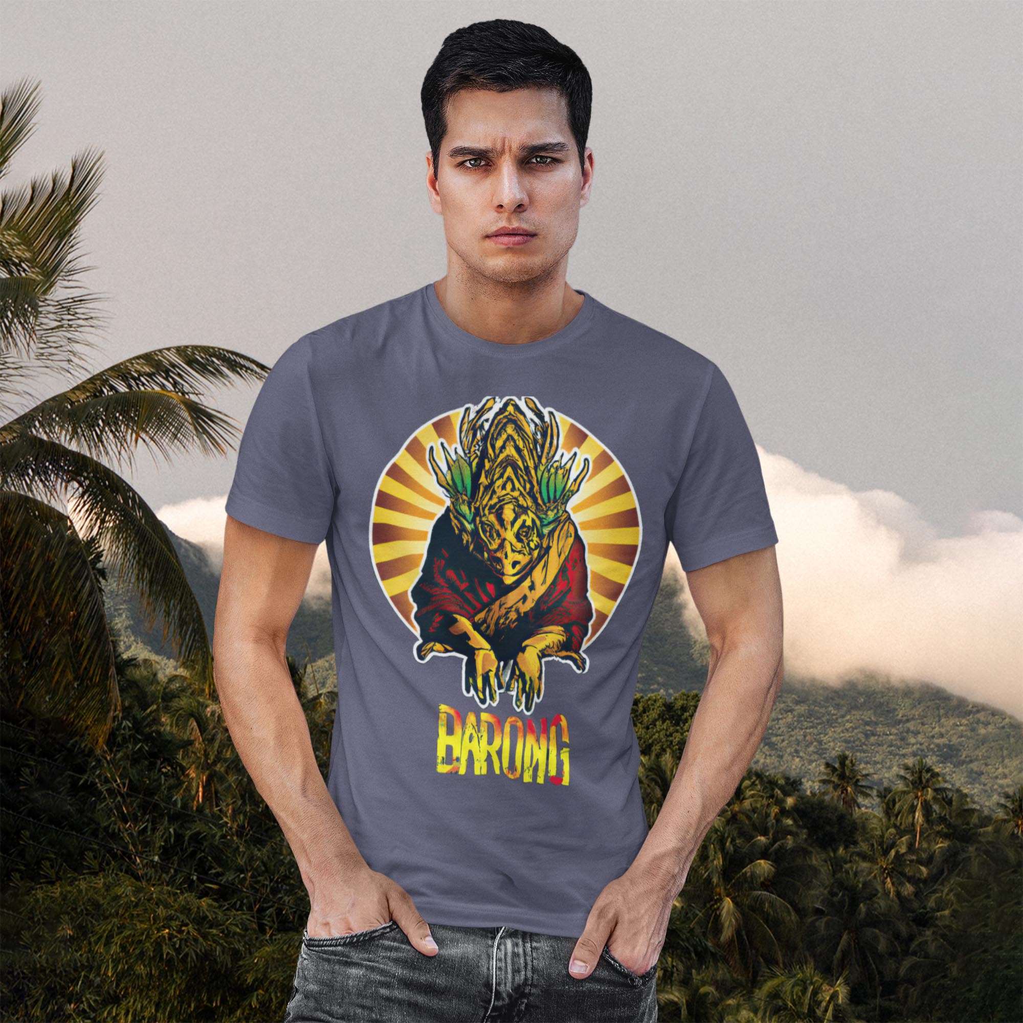 Barong Bali Indonesian Mythology | Sacred Ritual Dance Protector | Graphic Art Cotton T-Shirt