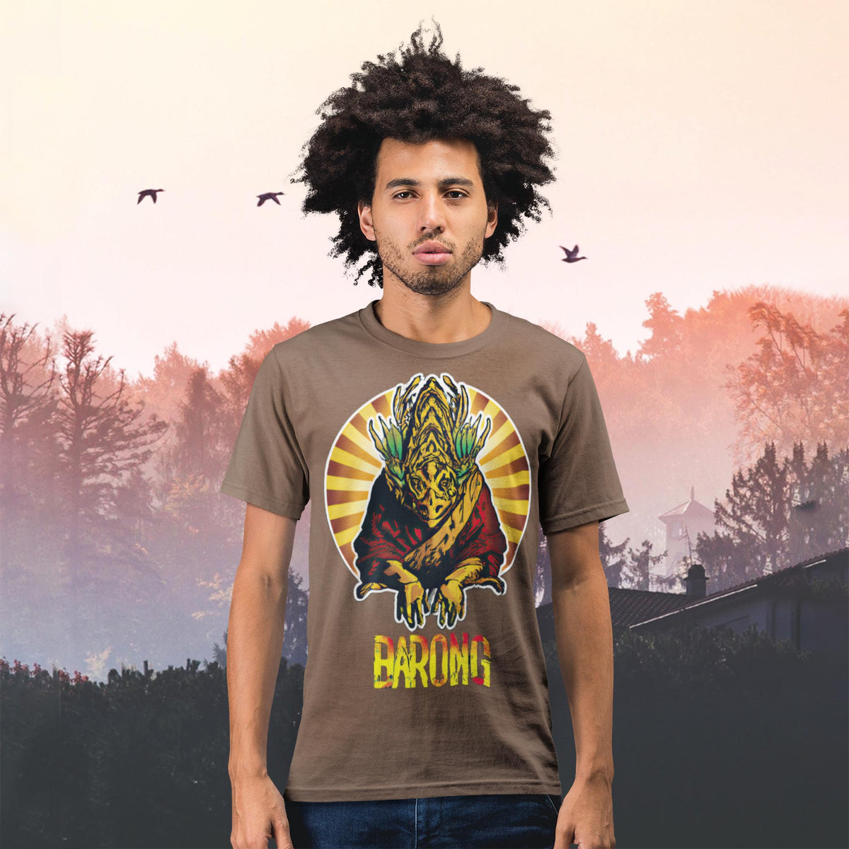 Barong Bali Indonesian Mythology | Sacred Ritual Dance Protector | Graphic Art Cotton T-Shirt