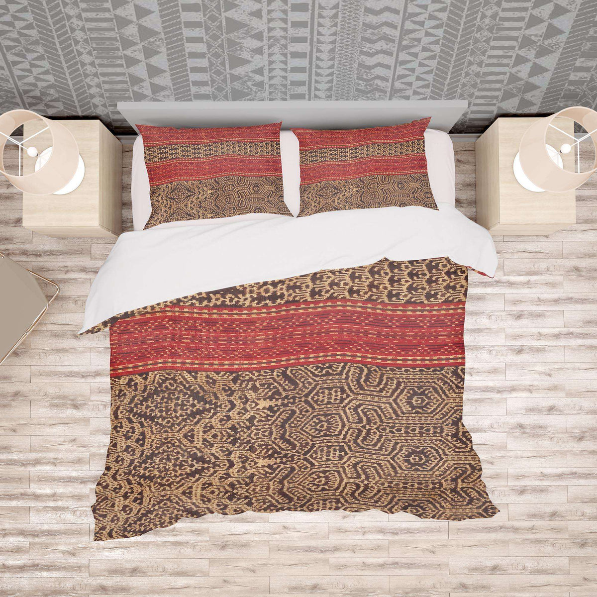 Bedding Set, Dayak Indonesian Ikat Design