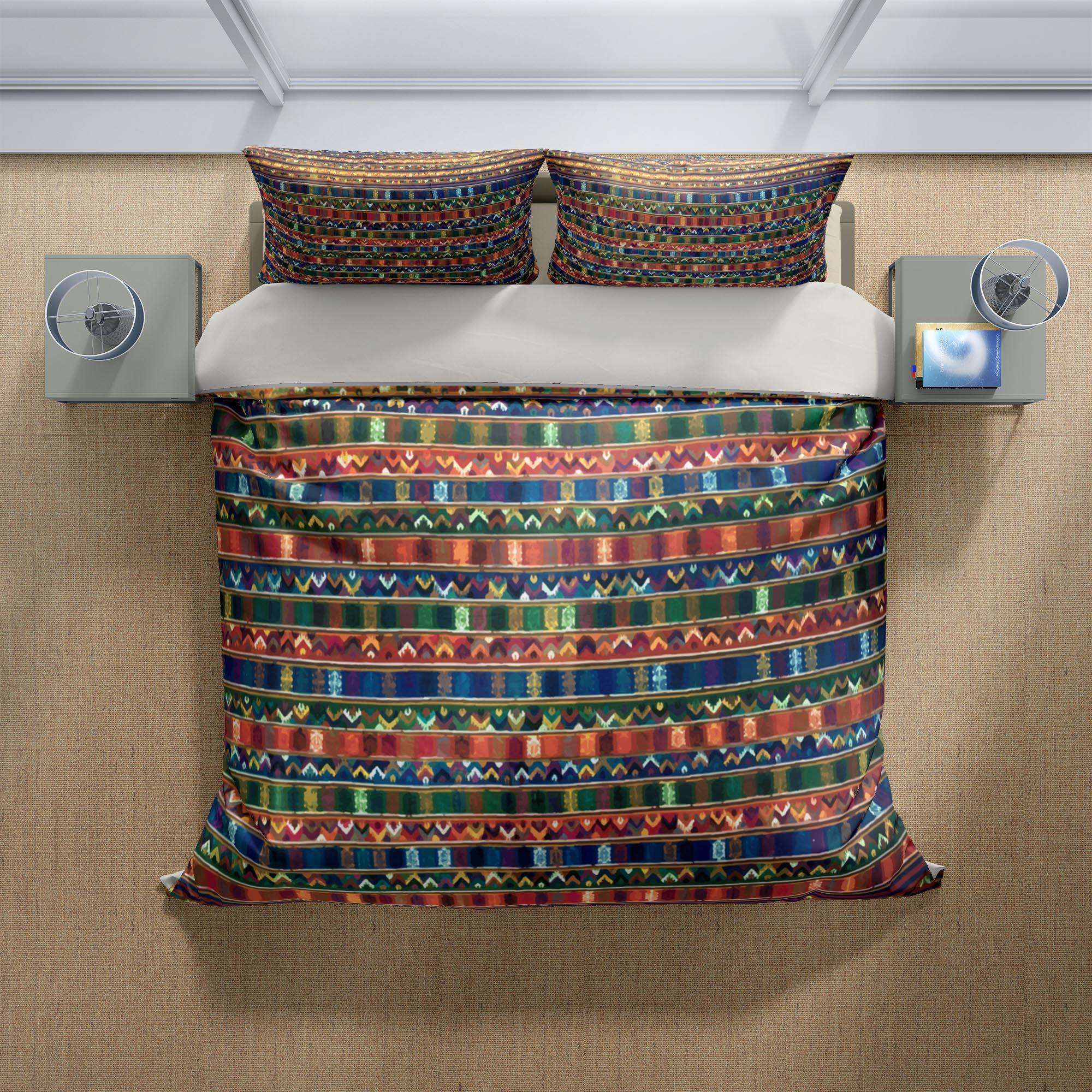 Bedding Set, Kira Tribe Bhutan Folk-Art Bedding Set Design - Sacred Surreal