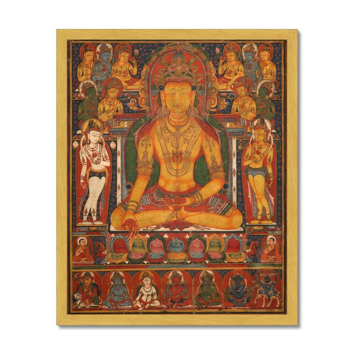 Buddha Ratnasambhava | Tibetan Buddha of Wealth, Prosperity, Deity of Abundance, Law of Attraction Antique Framed Art Print