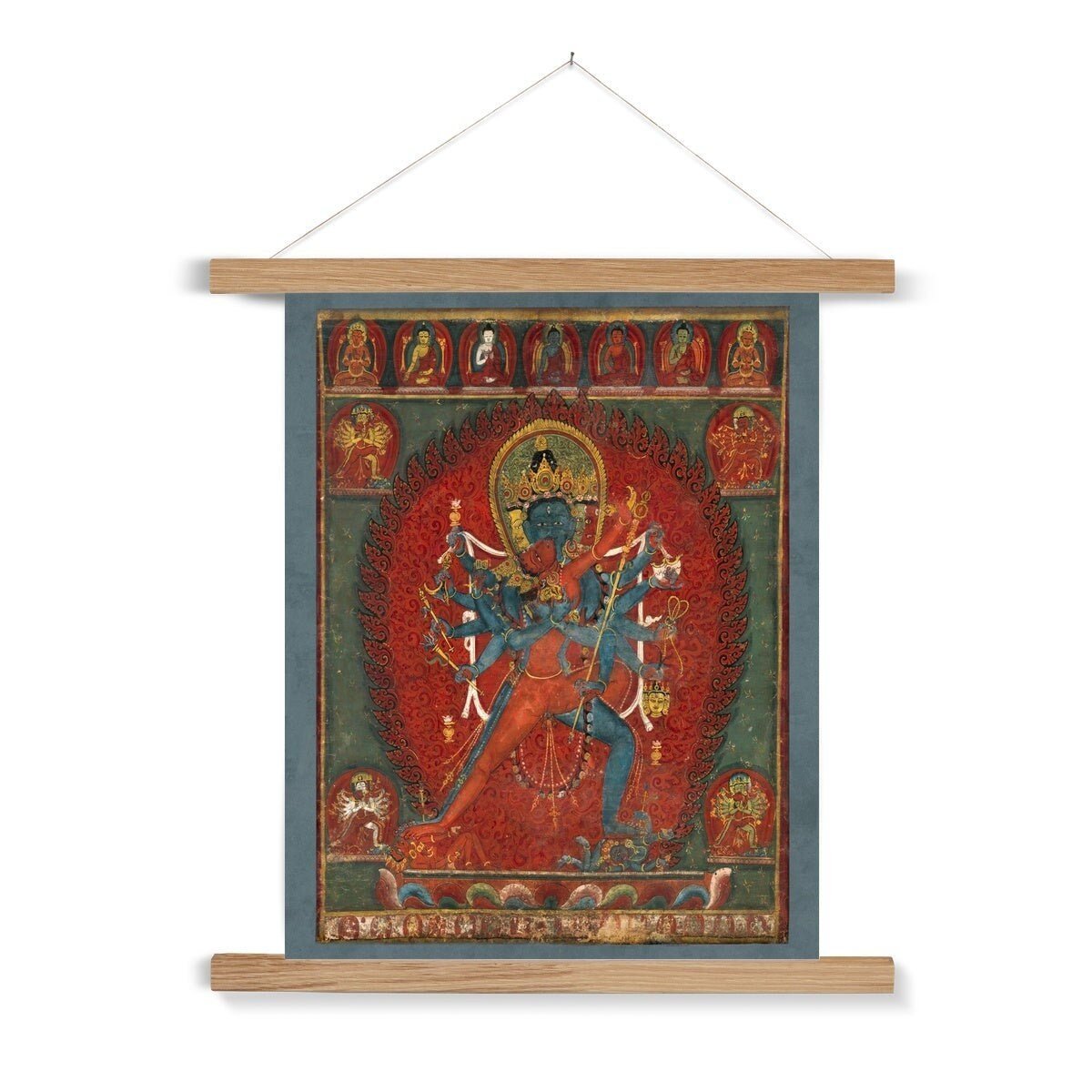 Chakrasamvara and Vajravahi Hindu and Buddhist Erotic Eros Sex Tantric  Deities Vintage Indian Fine Art Print with Thangka Hanger