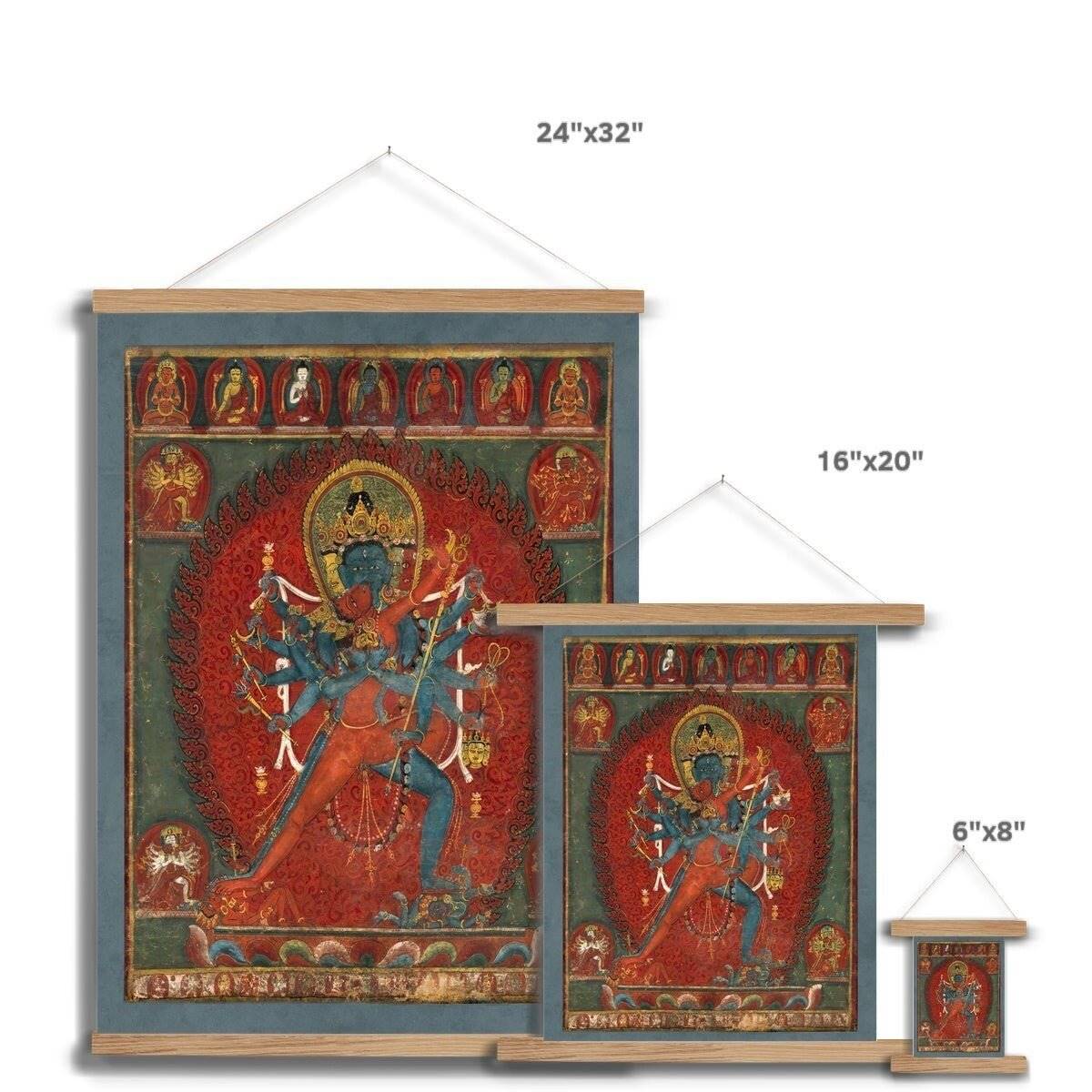 Chakrasamvara and Vajravahi Hindu and Buddhist Erotic Eros Sex Tantric Deities Vintage Indian Fine Art Print with Thangka Hanger