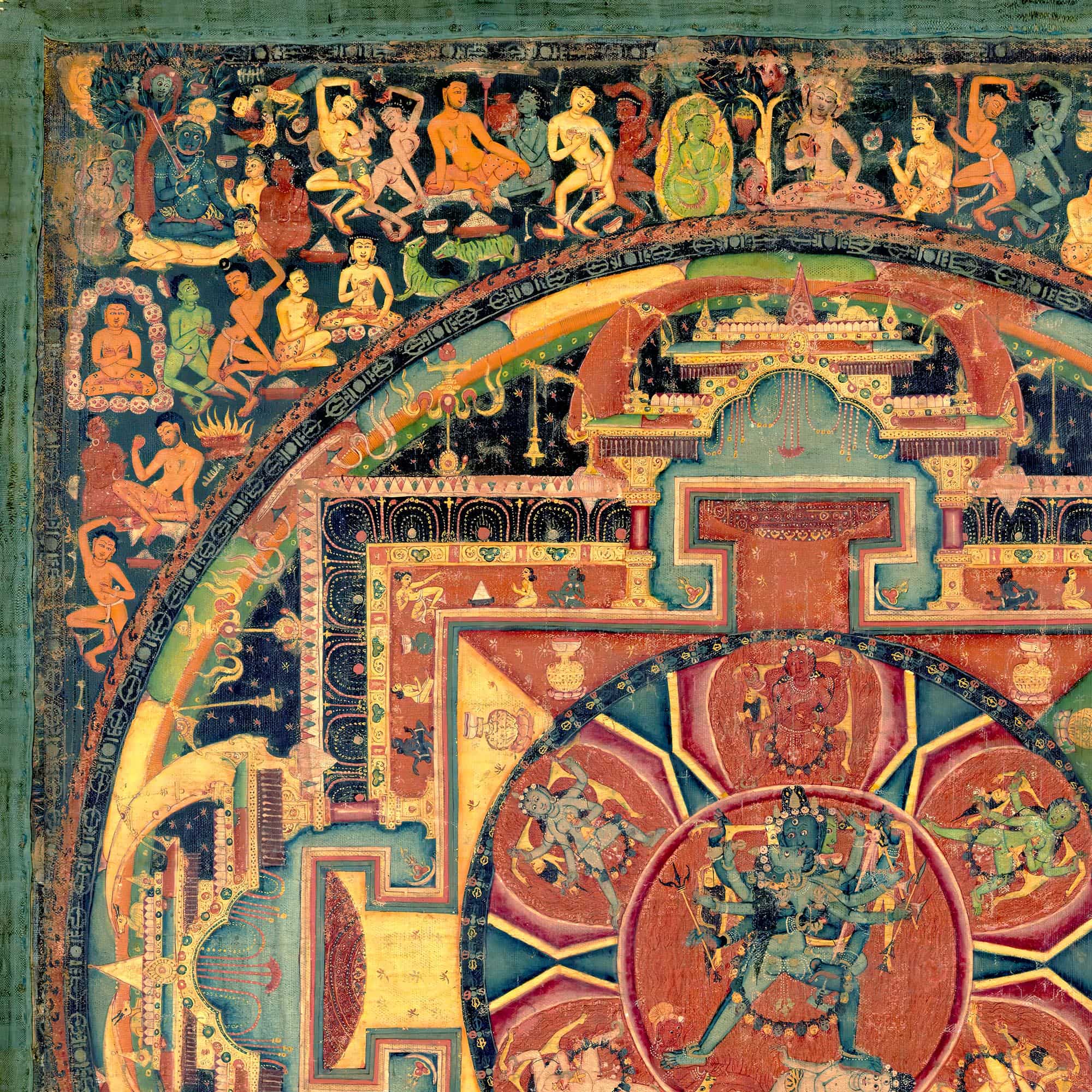 Chakrasamvara Mandala, Wheel of Perfect Bliss | Yoga Tantra Tibetan Vajrayana Buddhism Fine Art Print w Wood Hanger - Sacred Surreal
