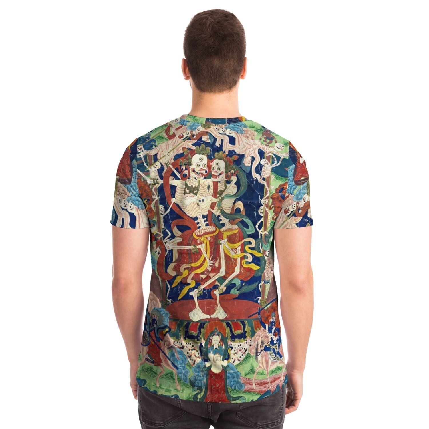 Citipati Skeleton Deity | Tibetan Buddhist Lords of the Cemetery | Dance of Death Graphic Art T-Shirt