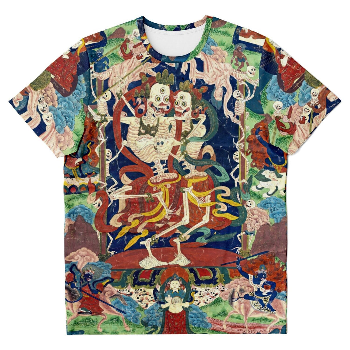 Citipati Skeleton Deity | Tibetan Buddhist Lords of the Cemetery | Dance of Death Graphic Art T-Shirt