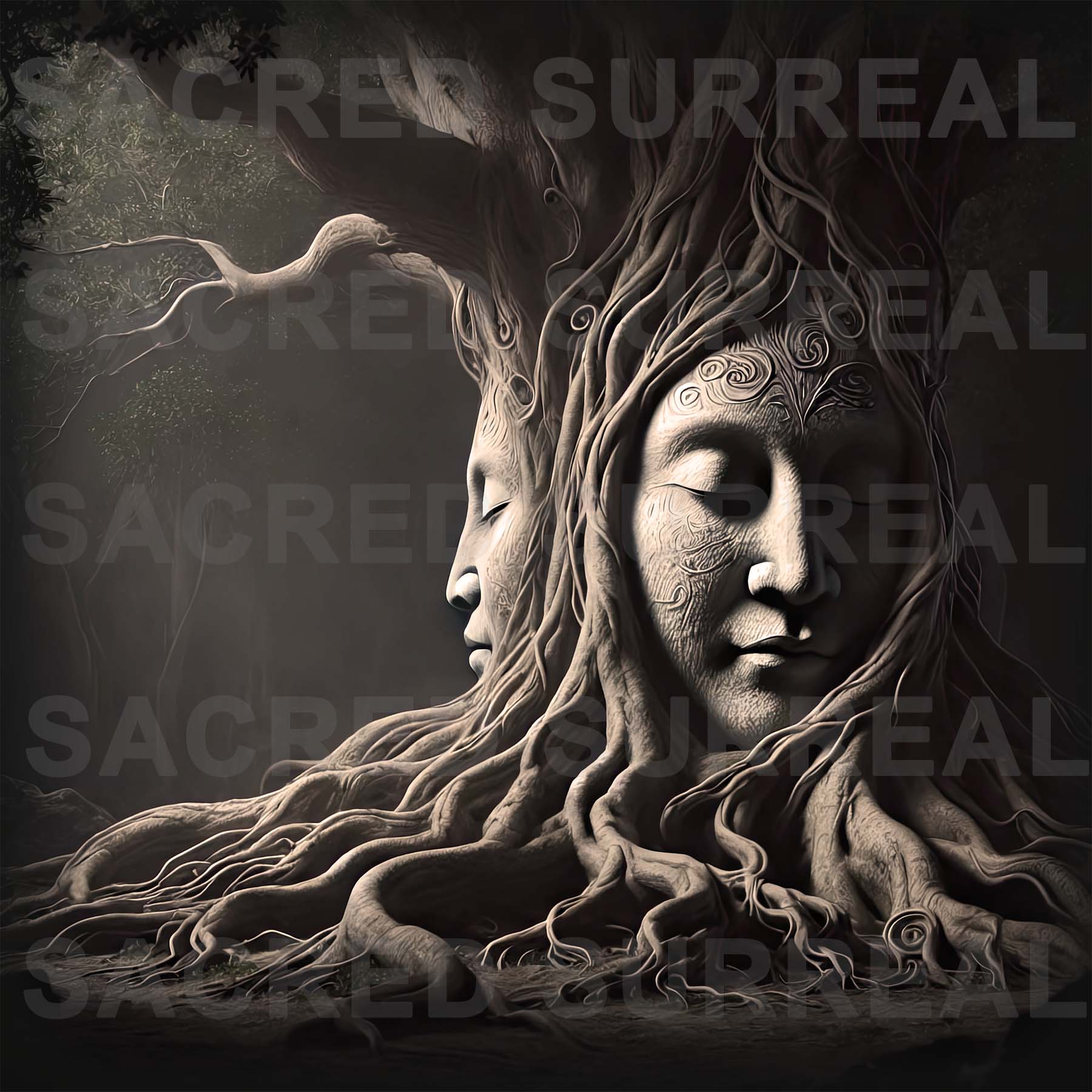 Sacred Medicine Tree | Healing Nature and Natural Medicine | Bodhi Tree Ancestral Spirits Fine Art Print