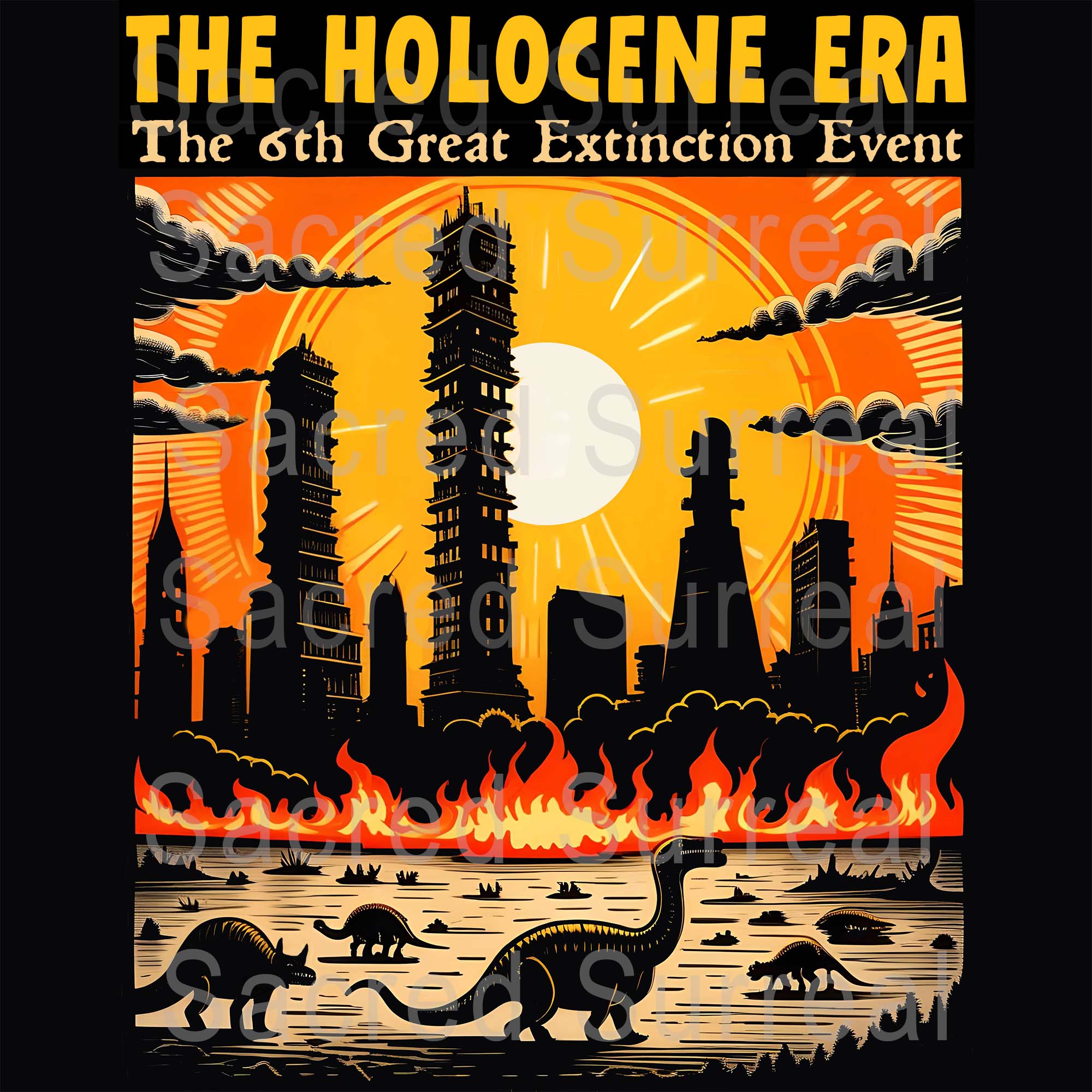 The 6th Great Extinction | The Holocene Era: Doomer Eco Warrior | Climate Emergency Earth First Graphic Art Tshirt