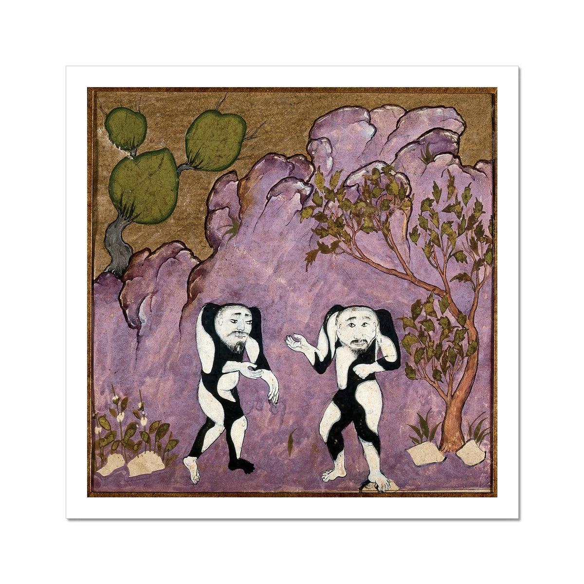 Dance of Duality: Ancient Persian Mythology | Zoroastrian Taoism Yin Yang Union of Opposites | Primitive Outsider Indigenous Folk Art Print