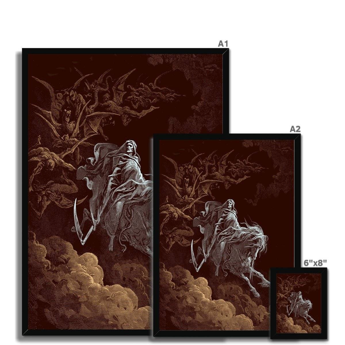 Death on a Pale Horse by Gustave Dore | Apocalypse, Revelations, Armageddon | Four Horsemen, Demonic Framed Art Print