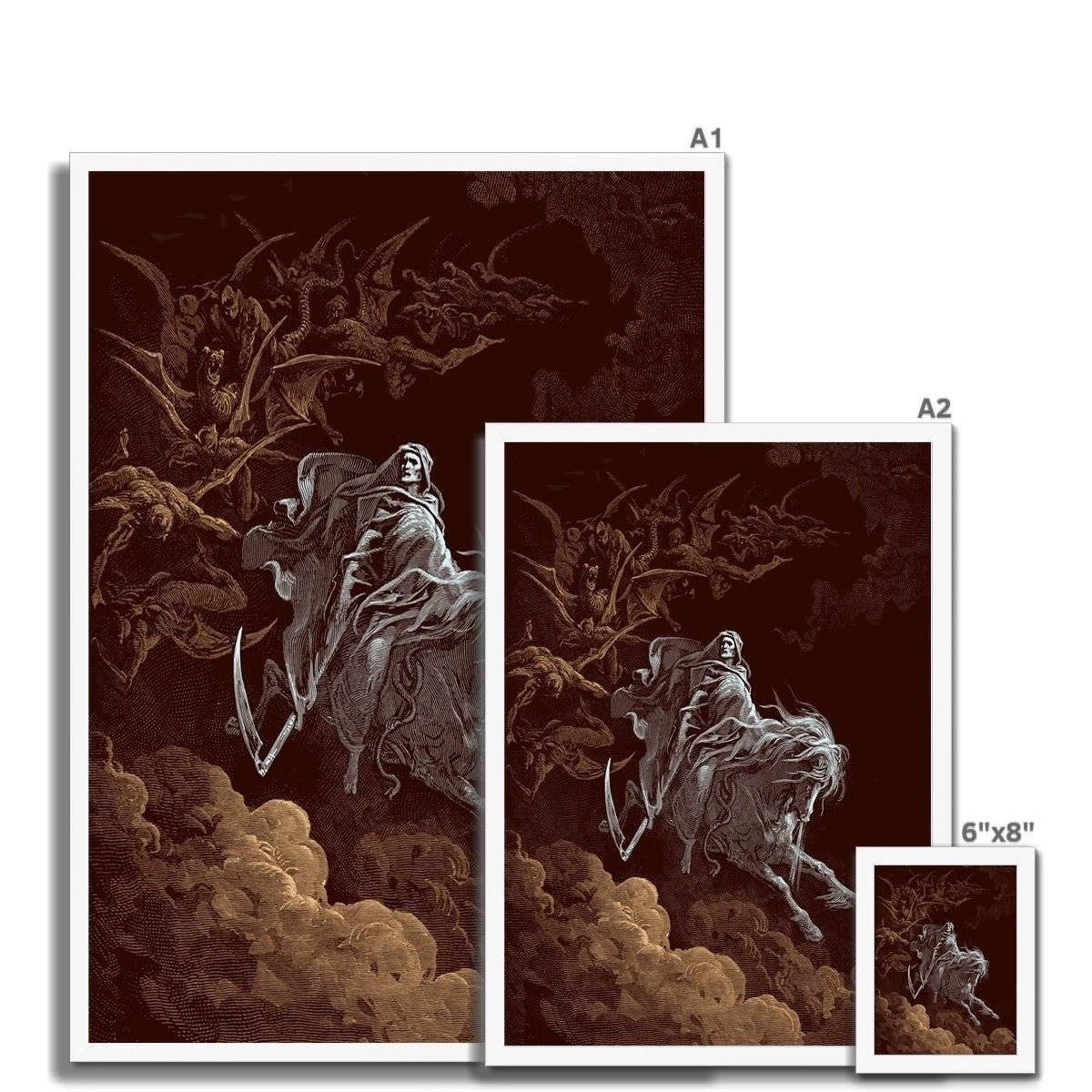 Death on a Pale Horse by Gustave Dore | Apocalypse, Revelations, Armageddon | Four Horsemen, Demonic Framed Art Print