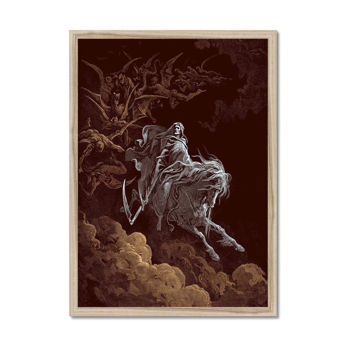 Death on a Pale Horse by Gustave Dore | Apocalypse, Revelations, Armageddon | Four Horsemen, Demonic Framed Art Print