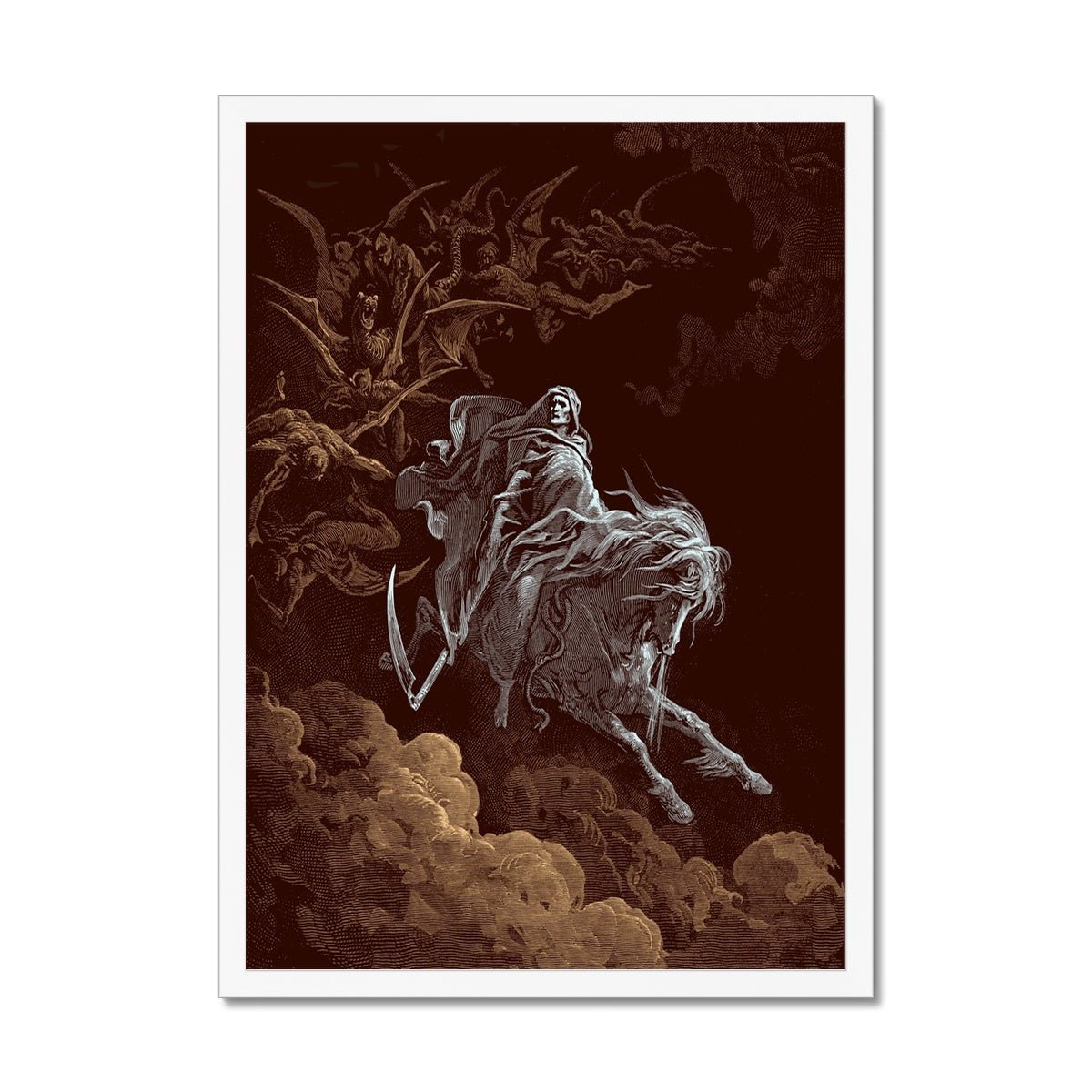 Death on a Pale Horse by Gustave Dore | Apocalypse, Revelations, Armageddon | Four Horsemen, Demonic Framed Art Print