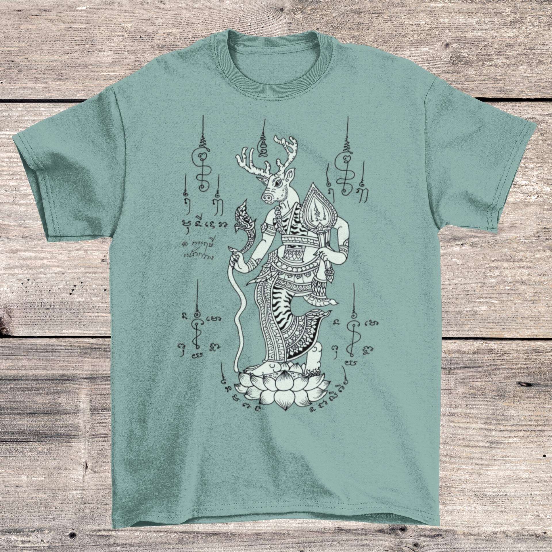 Deer-Headed Thai Hermit God, Lersi Kalaikote, Forest Protector, Fertility and Abundance Graphic Art T-Shirt