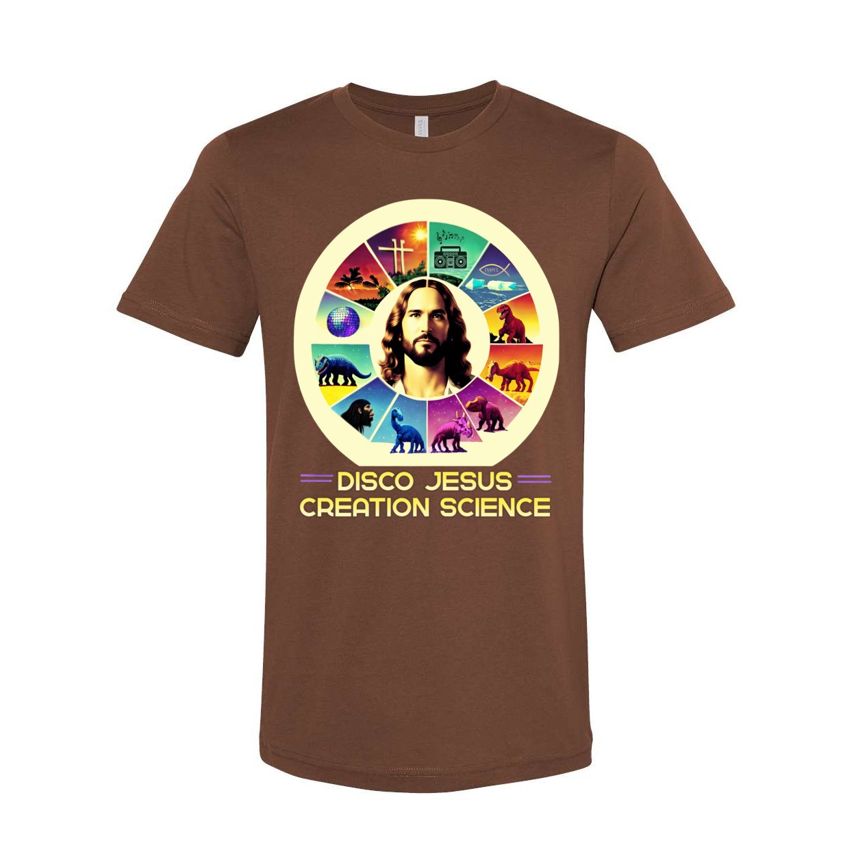 Disco Jesus, Creation Science: Offensive Humor, Anti-Theist, Atheist Tee | Rationalist Evolution Science Art T-Shirt