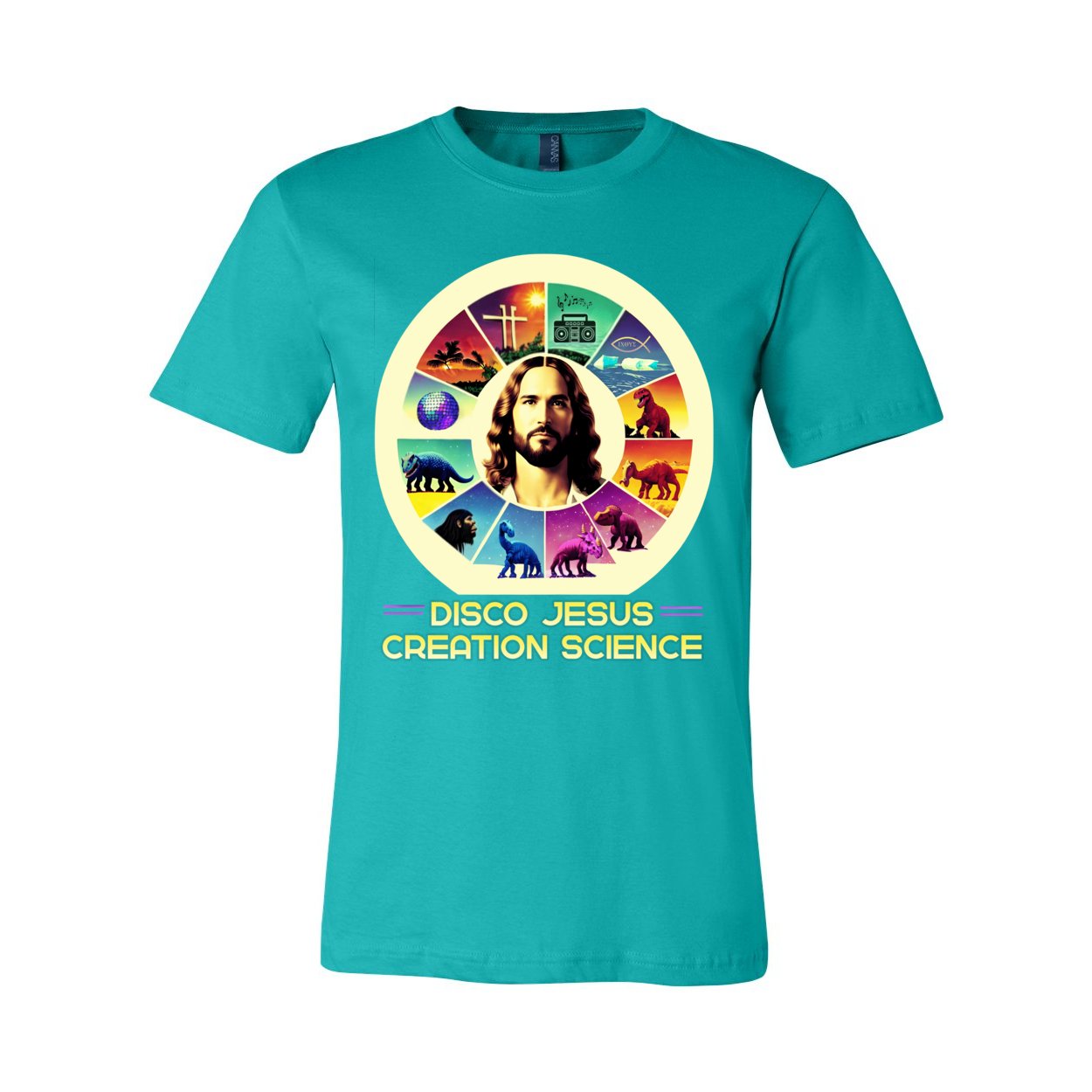 Disco Jesus, Creation Science: Offensive Humor, Anti-Theist, Atheist Tee | Rationalist Evolution Science Art T-Shirt