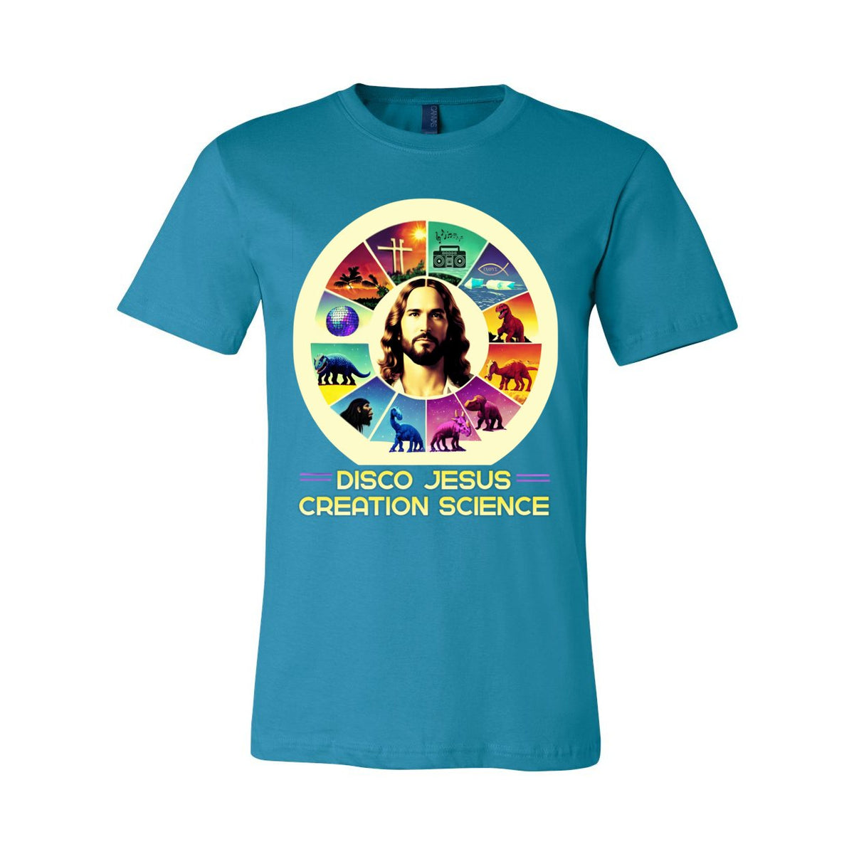 Disco Jesus, Creation Science: Offensive Humor, Anti-Theist, Atheist Tee | Rationalist Evolution Science Art T-Shirt