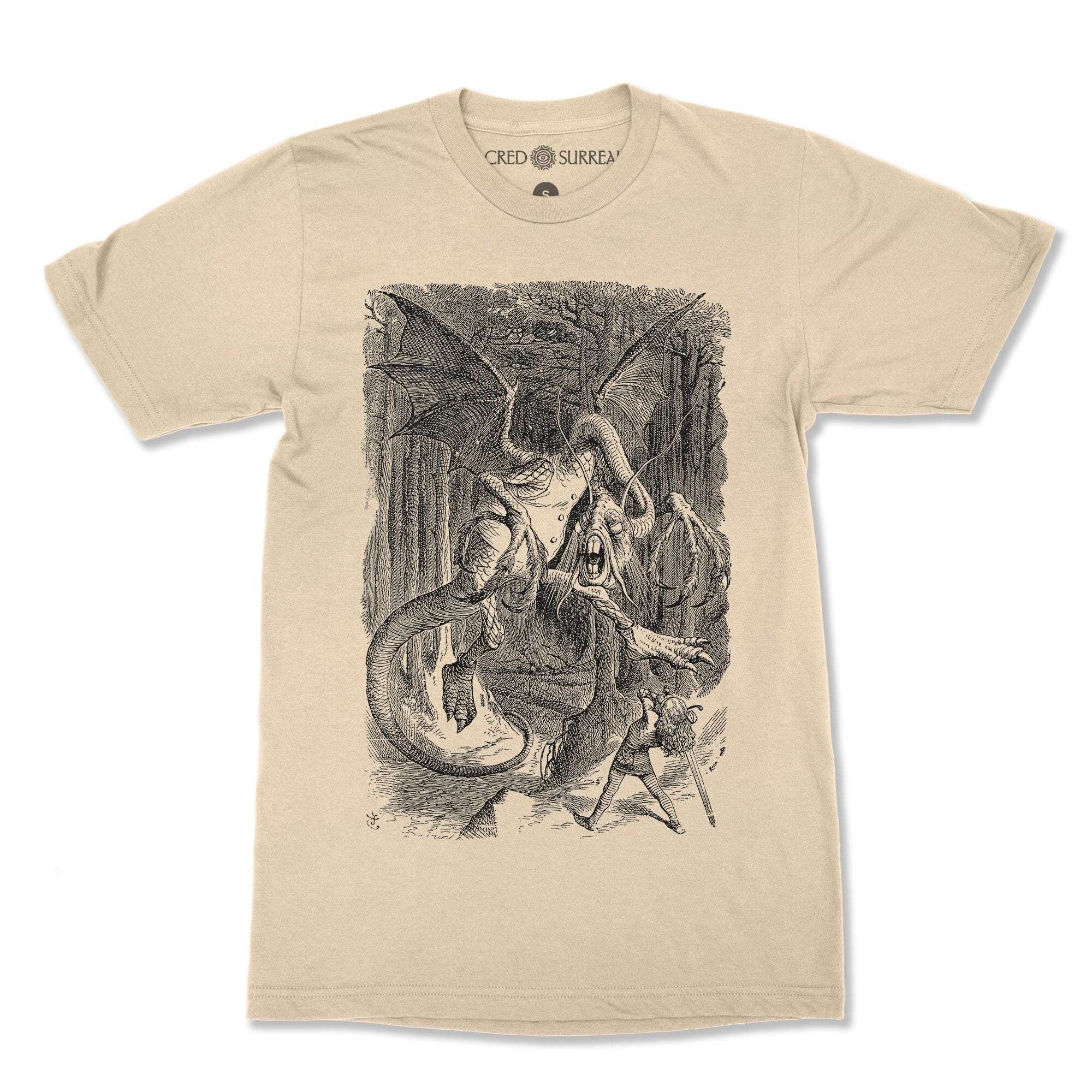 Double Sided Jabberwocky, Through the Looking Glass | Book Lover Gift | Lewis Carroll Supernatural Vintage T-Shirt