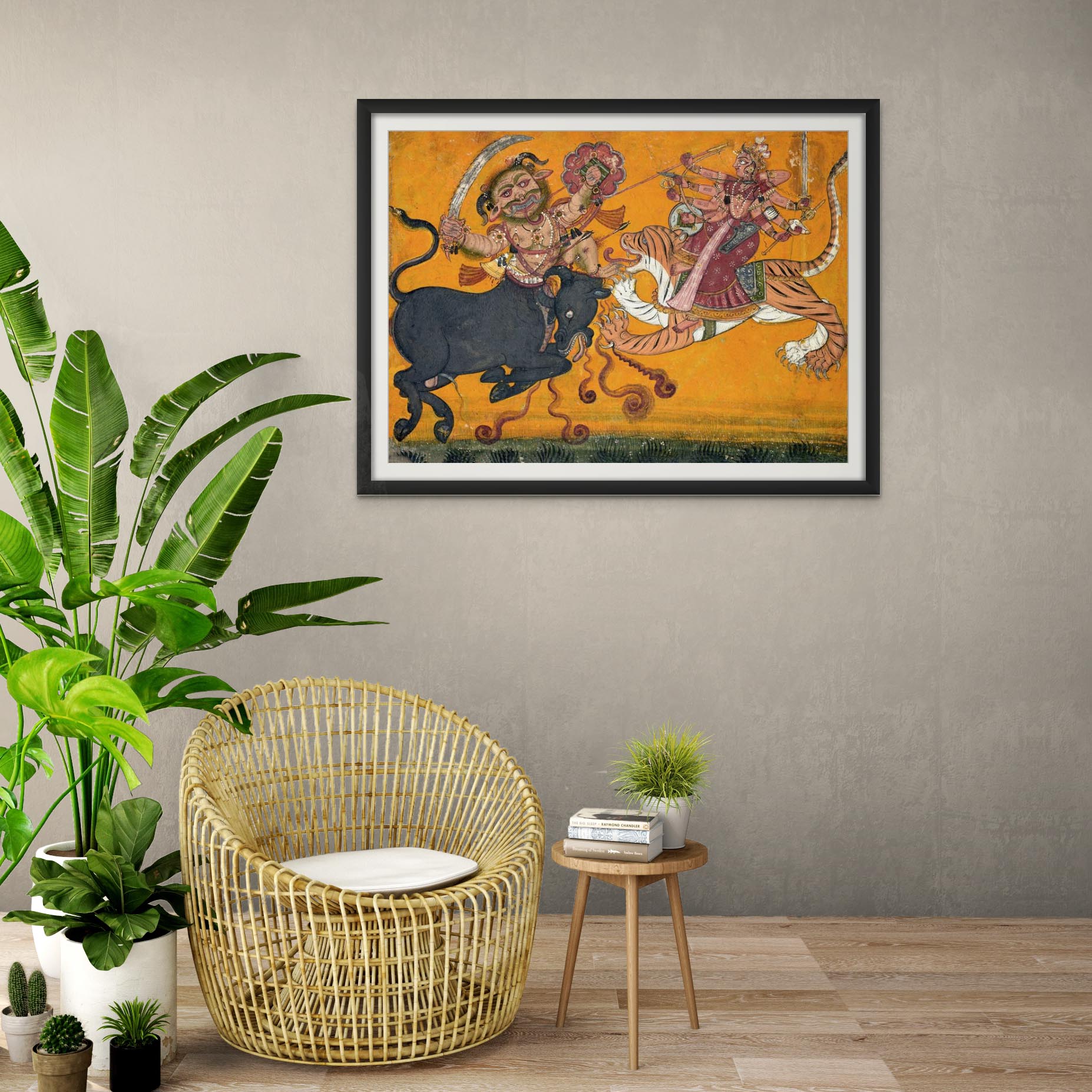 Durga Slaying Mahisha: Feminine Empowerment and Strength Deity | Powerful Woman Yogini Goddess Fine Art Print