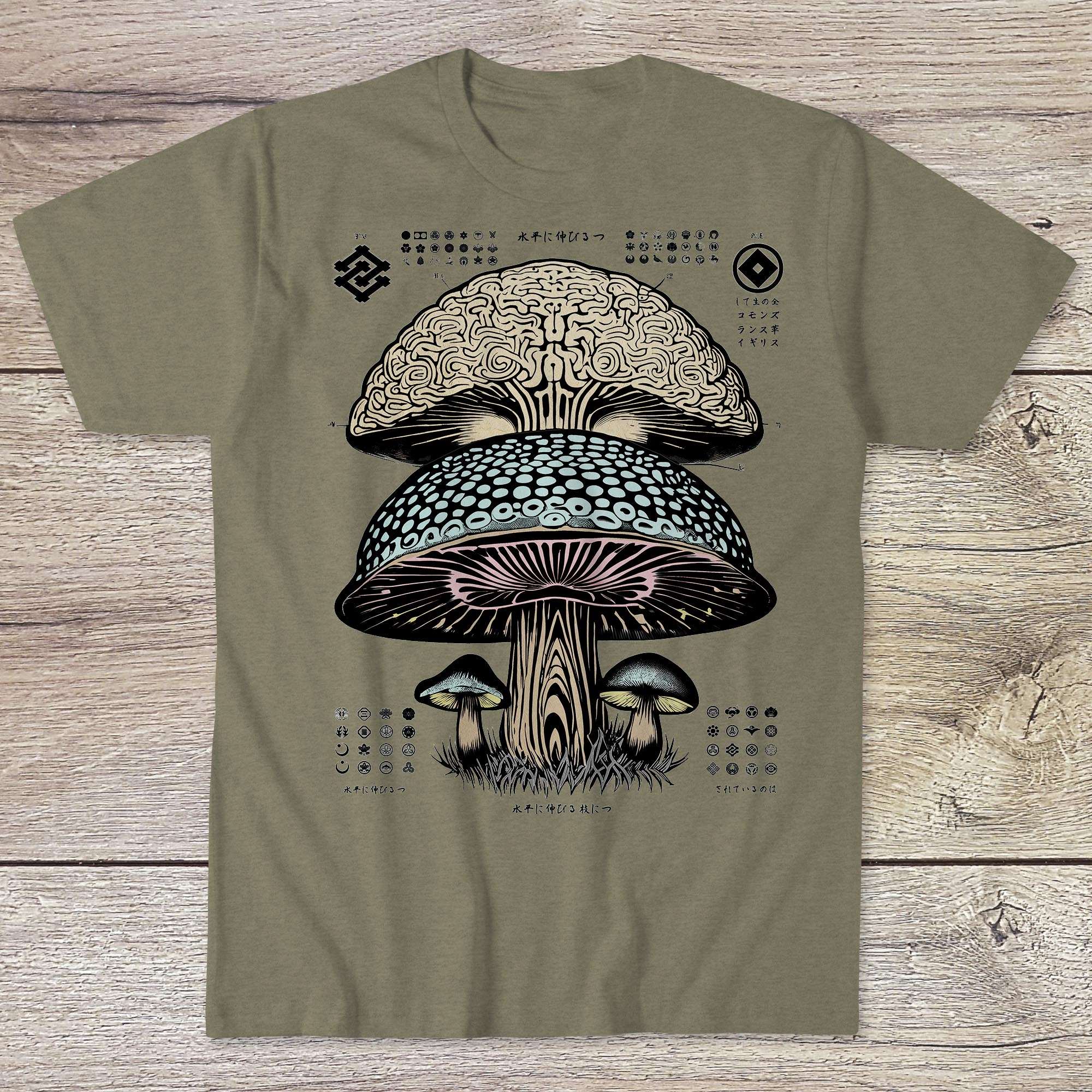 Edo-Period Neuroscience | Stoned Ape Theory Evolution | Trippy Science | Psychedelic Shroom Brain Graphic Art T-Shirt