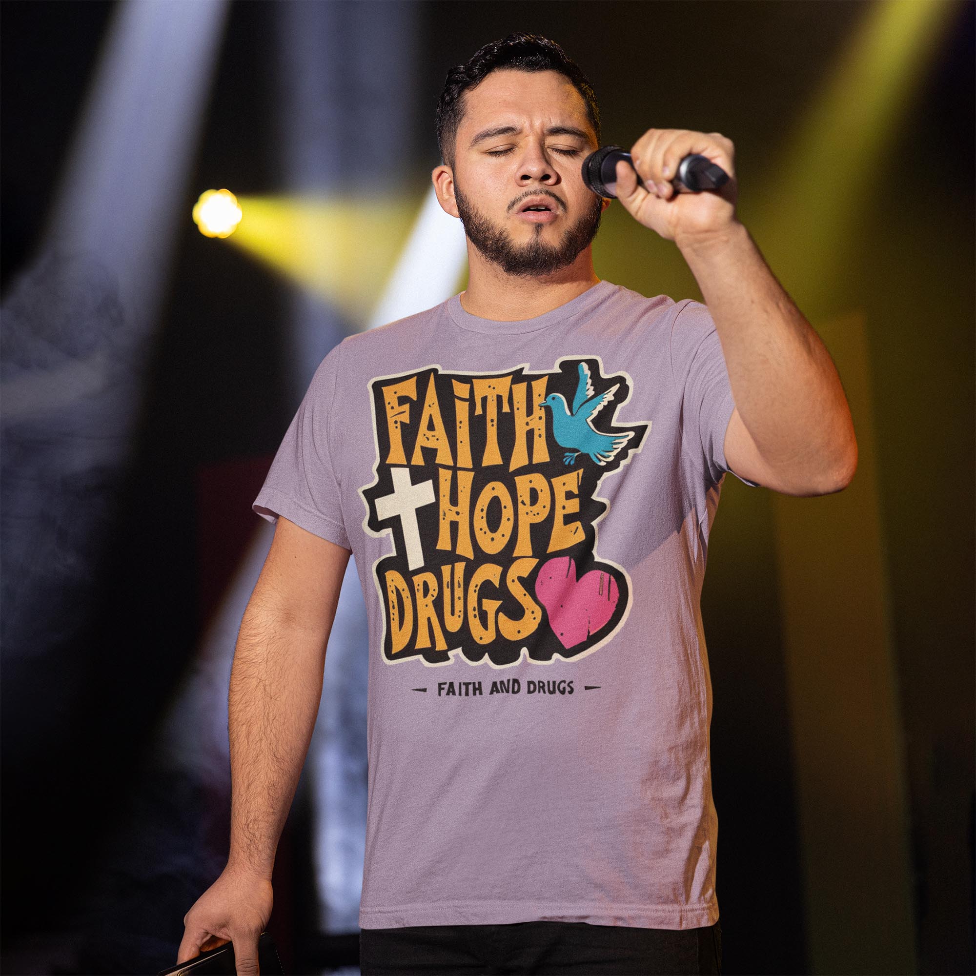 Faith Hope Drugs | Anti-Authoritarian Anarchist Tee | Funny Sarcastic Offensive Leftist, No Gods No Masters, Atheist Meme T-Shirt