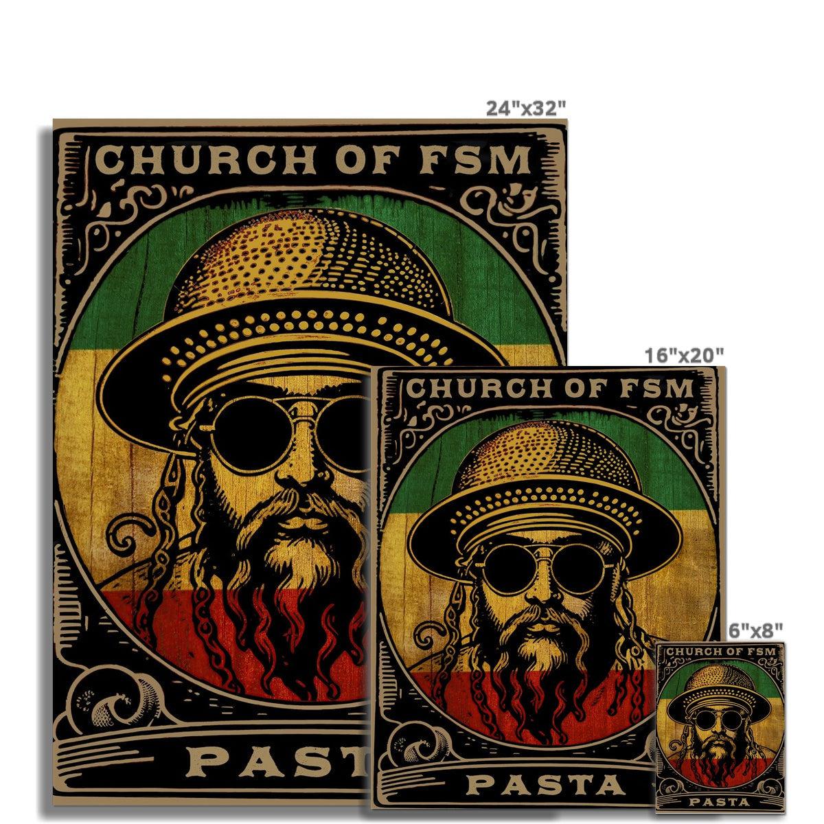 Flying Spaghetti Monster (FSM) and Pastafarian | Reggae, Rastafari, Vintage Atheist Poster Fine Art Print