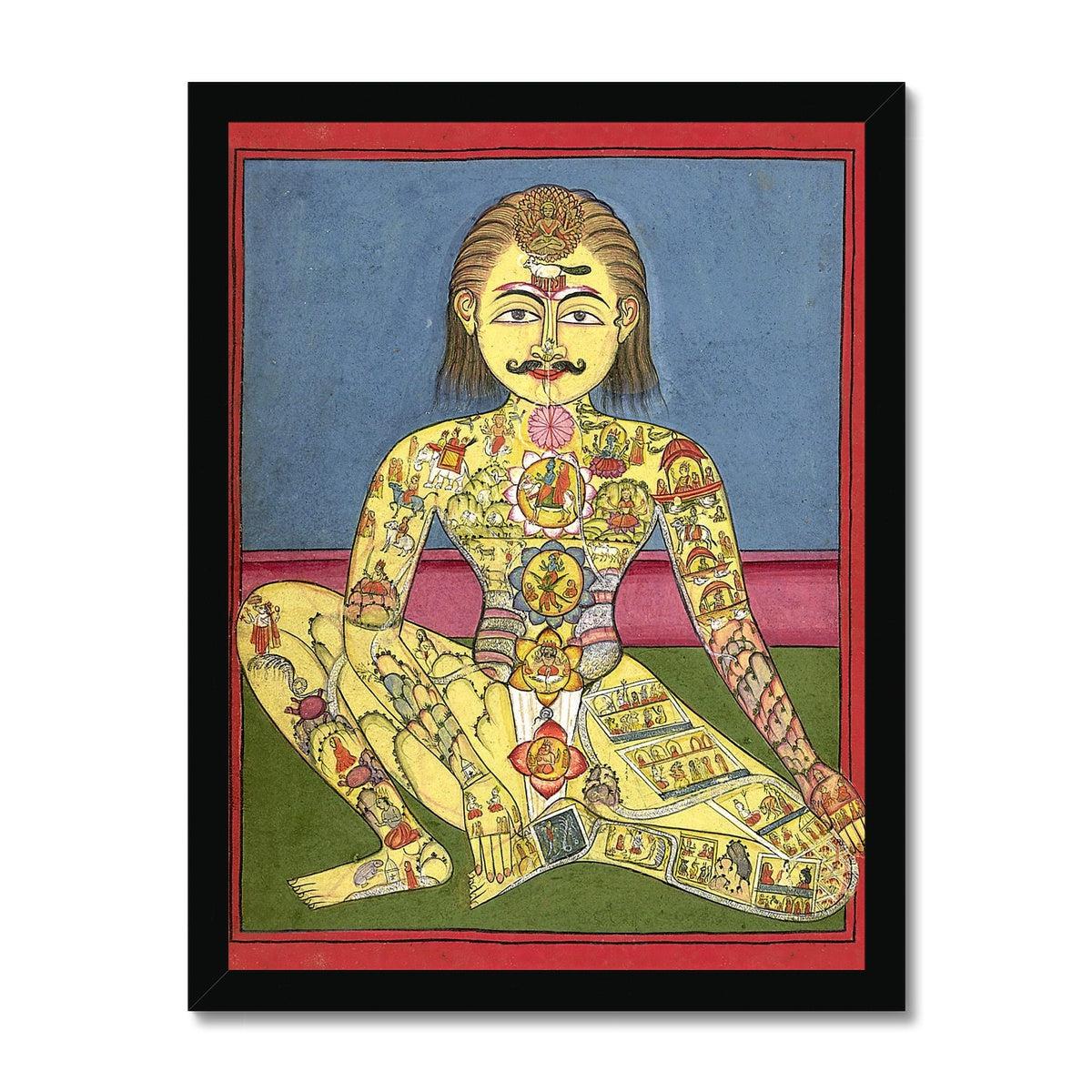 Framed Chakra Illustration, Kundalini Yoga Diagram, Indo-Tibetan Nadi and Kundalina Yoga Energy Framed Print - Sacred Surreal