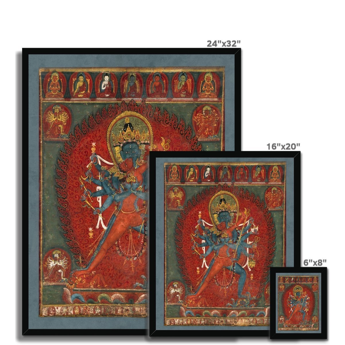 Framed Chakrasamvara and Vajravahi Hindu and Buddhist Deities Tantric Antique Indian Shiva Yogic Dakini Yogini Erotic Eros Framed Art Print