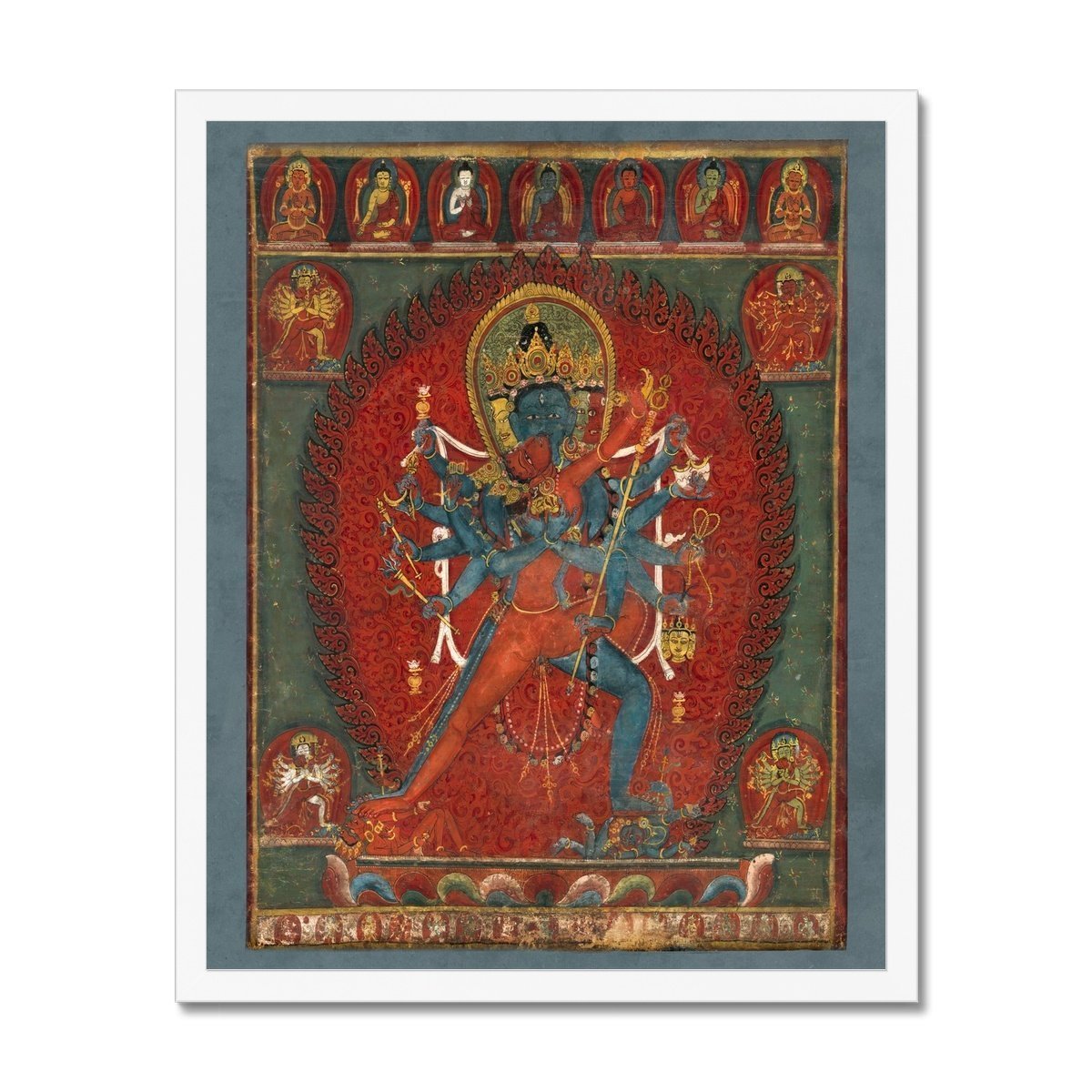 Framed Chakrasamvara and Vajravahi Hindu and Buddhist Deities Tantric Antique Indian Shiva Yogic Dakini Yogini Erotic Eros Framed Art Print