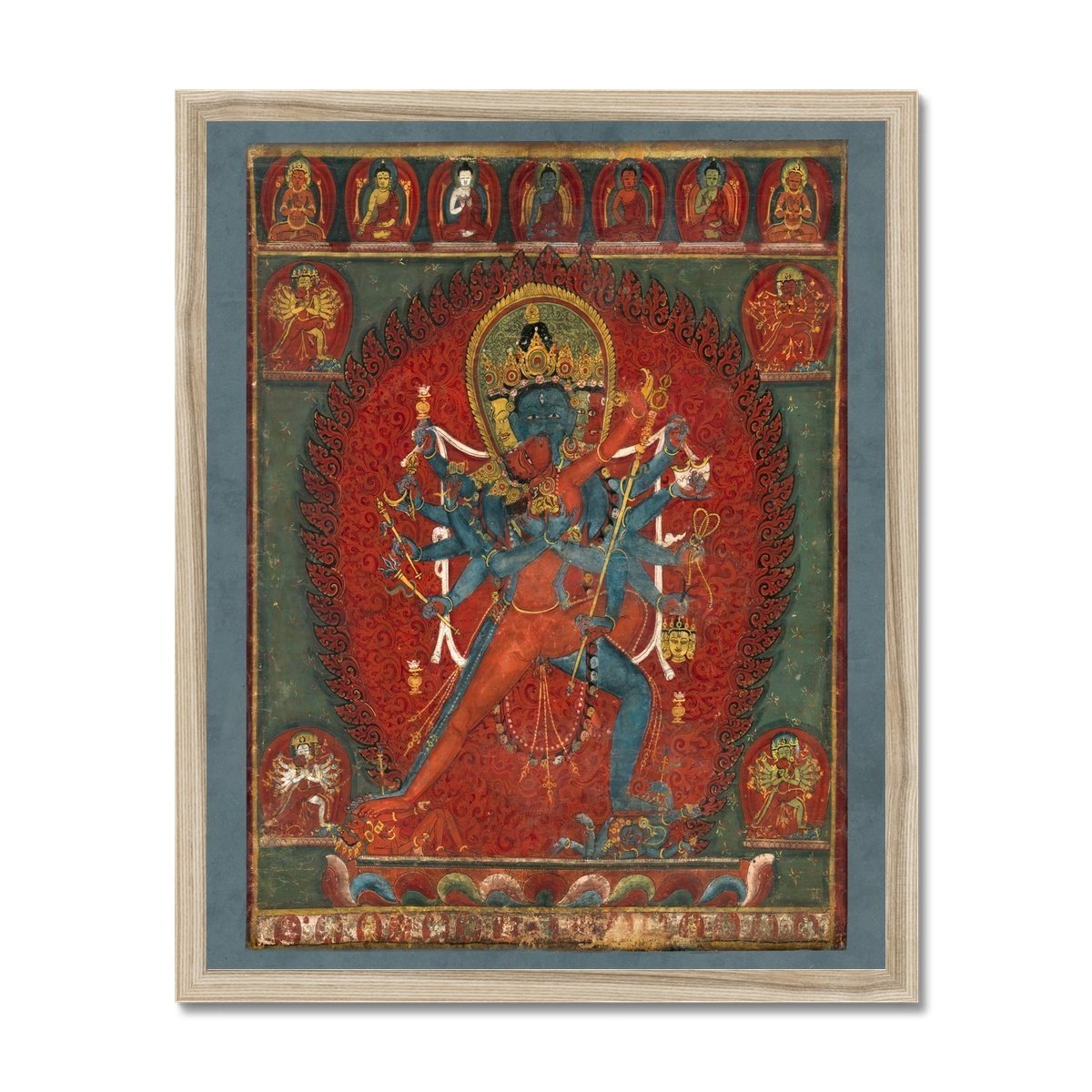 Framed Chakrasamvara and Vajravahi Hindu and Buddhist Deities Tantric Antique Indian Shiva Yogic Dakini Yogini Erotic Eros Framed Art Print