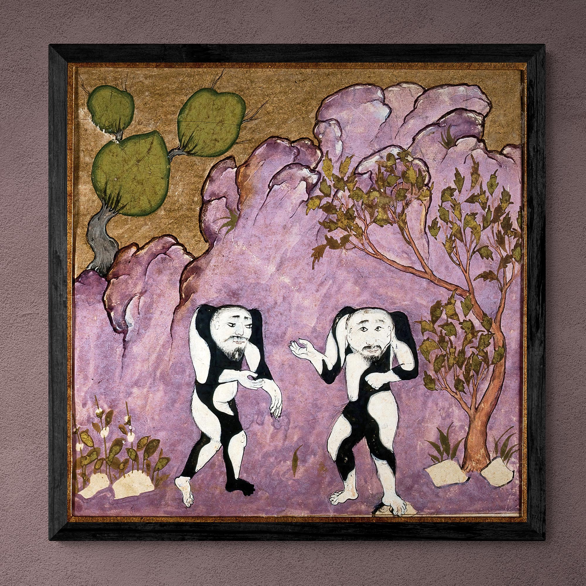 Framed Dance of Duality: Ancient Persian Mythology | Union of Opposites, Zoroastrianism and Taoism | Naive Indigenous Folk Art Framed Fine Art Print