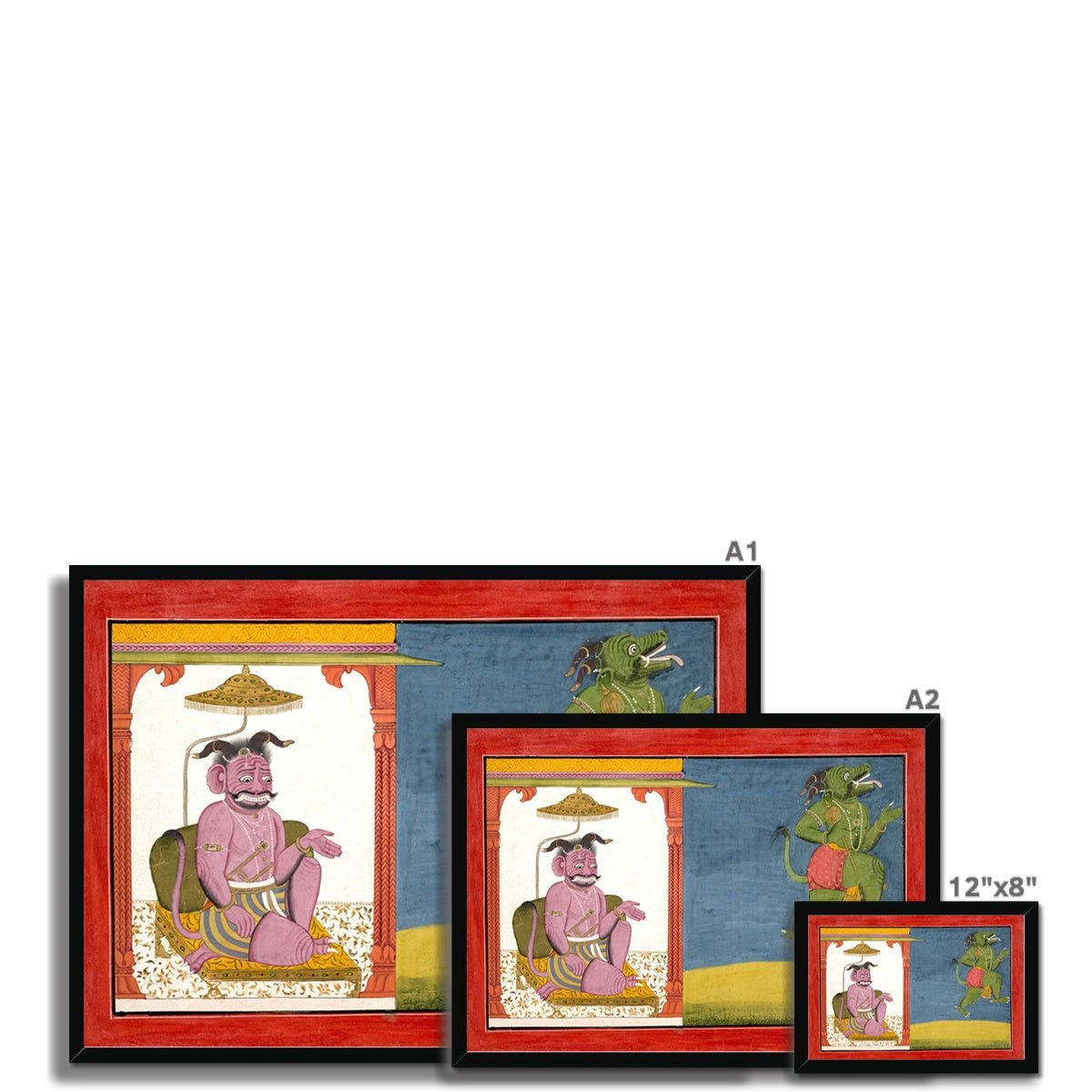 Framed Demon Hiranyaksha Departs the Demon Palace | Krishna Vishnu Indian Hindu Mythology Legend Framed Art Print