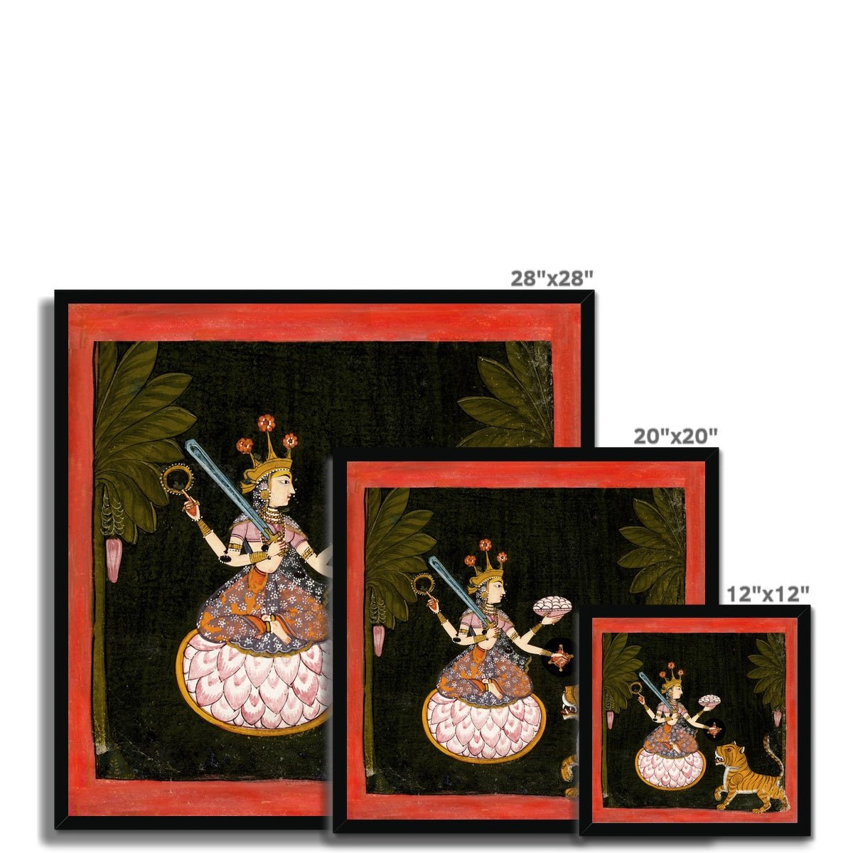 Framed Goddess Mangala | Hindu Deity of Wealth, Prosperity, Luck, Protection | Divine Feminine Art | Vintage Fine Art Framed Print