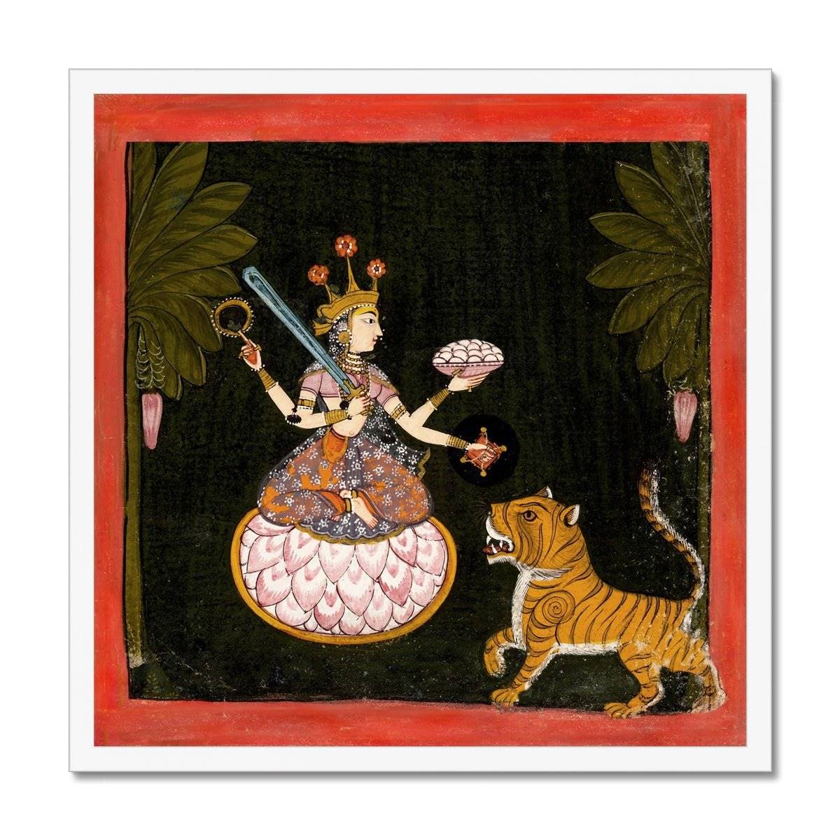 Framed Goddess Mangala | Hindu Deity of Wealth, Prosperity, Luck, Protection | Divine Feminine Art | Vintage Fine Art Framed Print