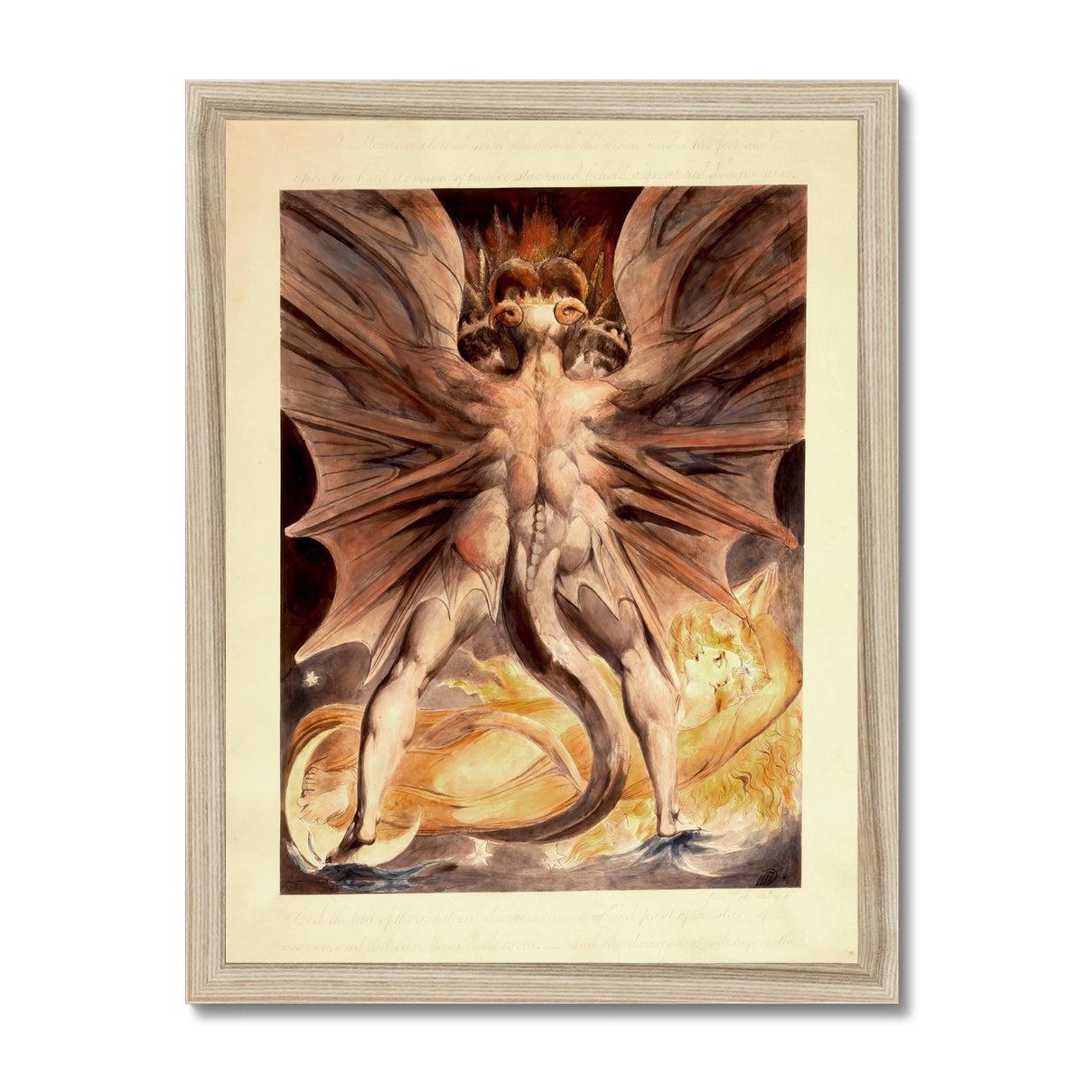 Framed Great Red Dragon and Woman Clothed In Sun | William Blake Fine Art Framed Print - Sacred Surreal
